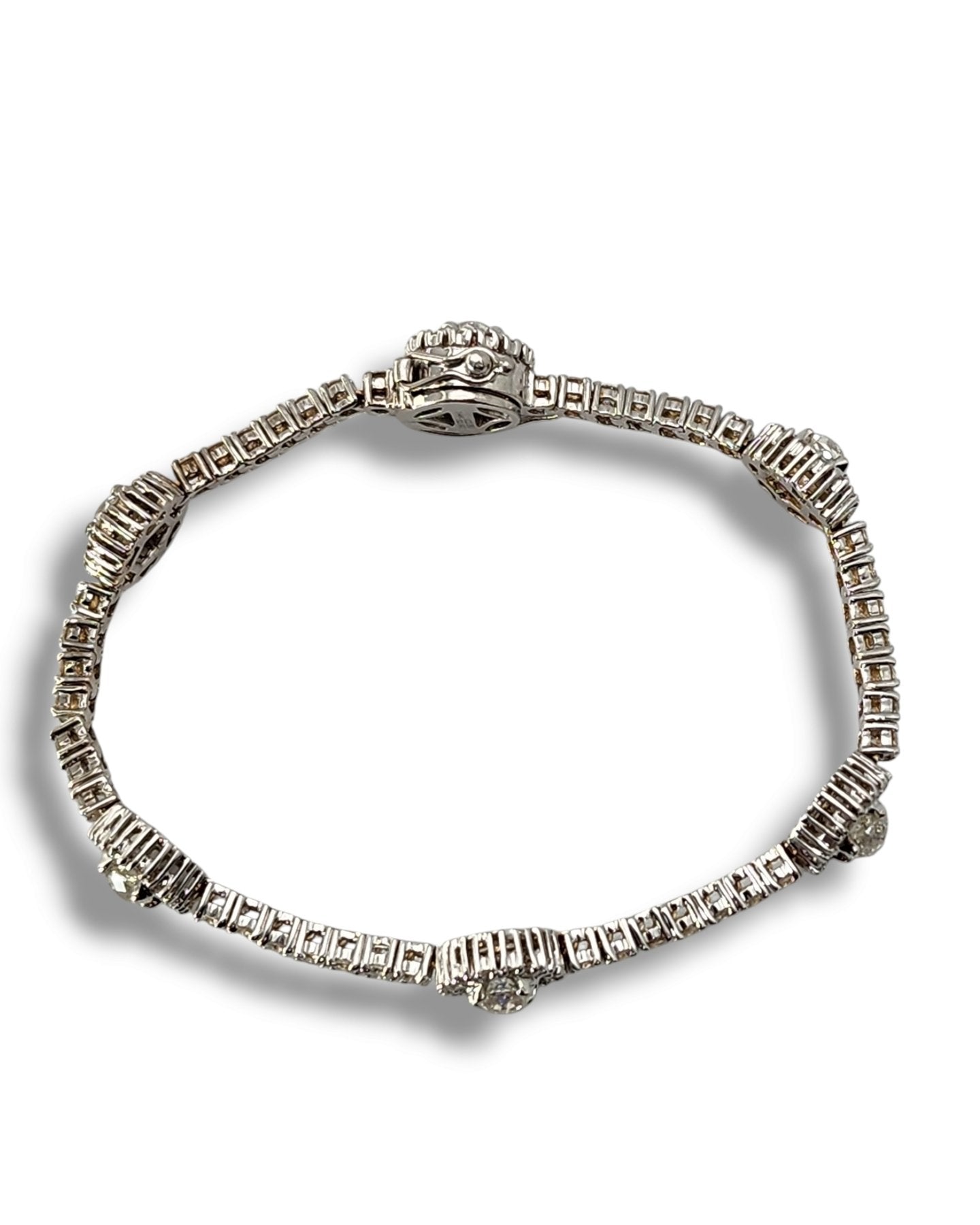 Bracelet Platinum, Beautiful Platinum Diamonds & Sapphires Bracelet Diamond (Natural) - Diamond
