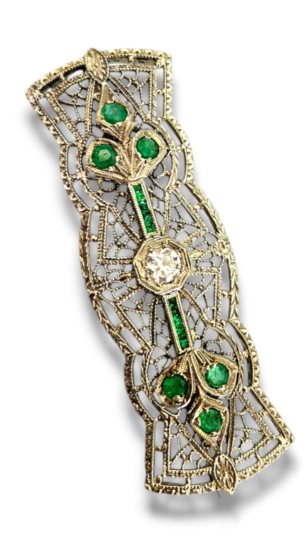 Art Deco 1930 Platinum Brooch with Diamonds