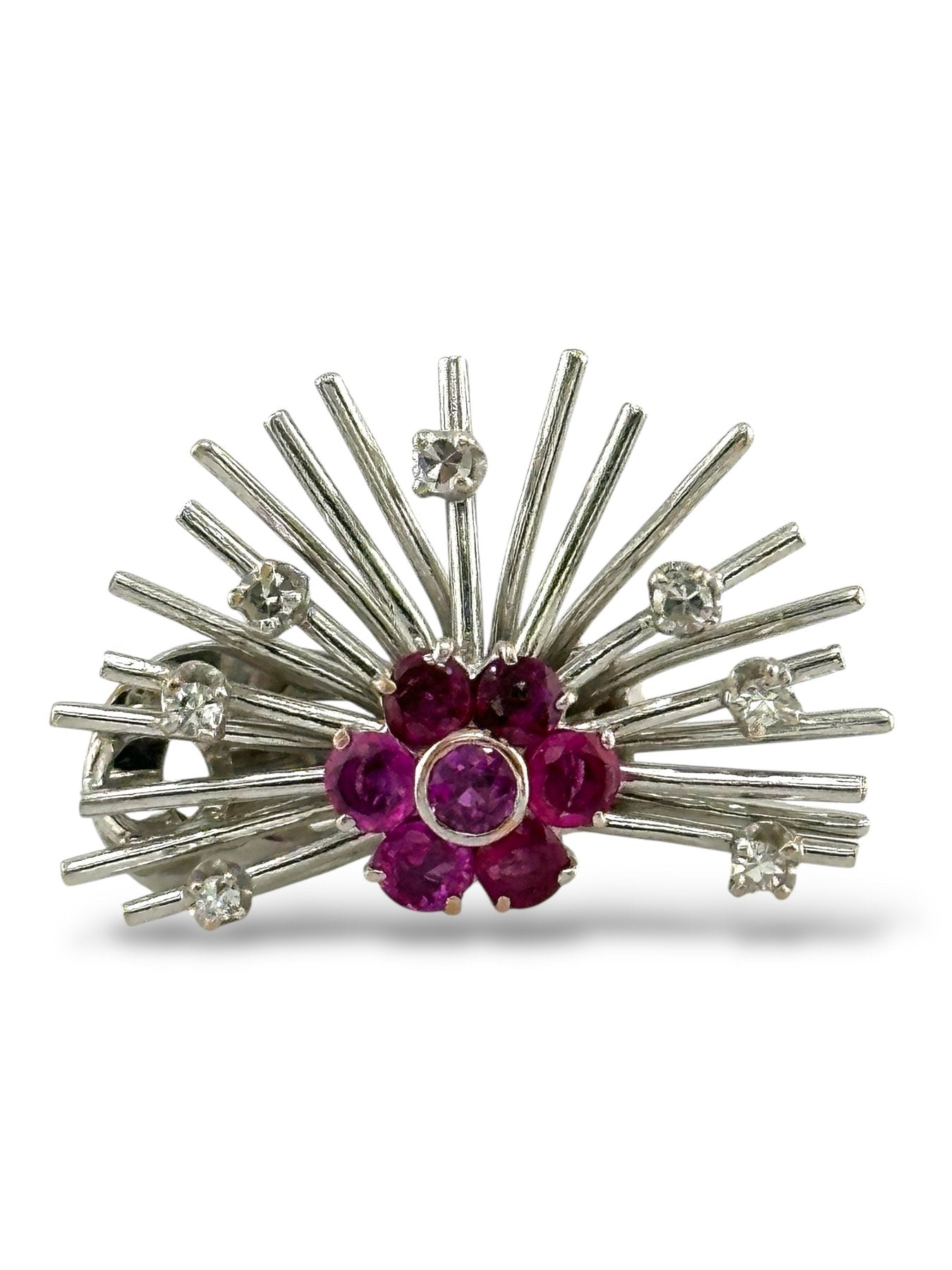 Platinum Earrings with 0.42ct. Diamonds & Rubies