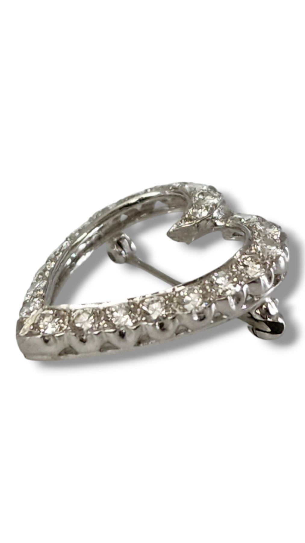 Brooch - 18 kt. White gold, Antique 18K Gold and Diamond Brooch 2.0 Ct - 2.00ct. tw. Diamond (Natural)
