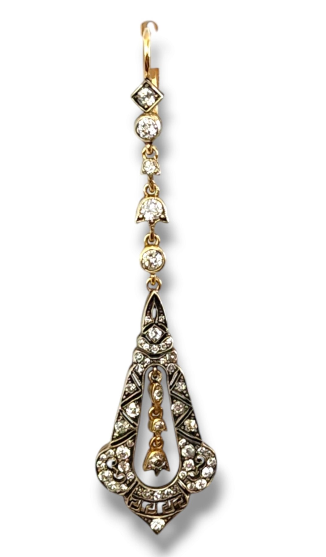 Earrings - 14 kt. Yellow gold, Antique Imperial Russian 56k Gold & Diamond Enamel Earrings 2.10 Carats Circa 1900s - 2.15ct. tw. Diamond (Natural)