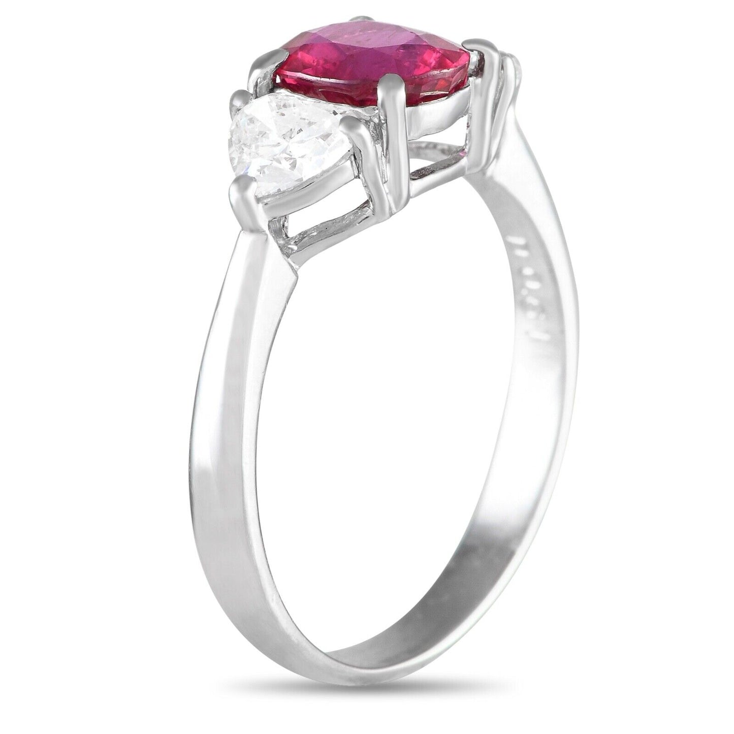 Amazing Platinum 0.61ct Diamond and Ruby Three-Stone Ring