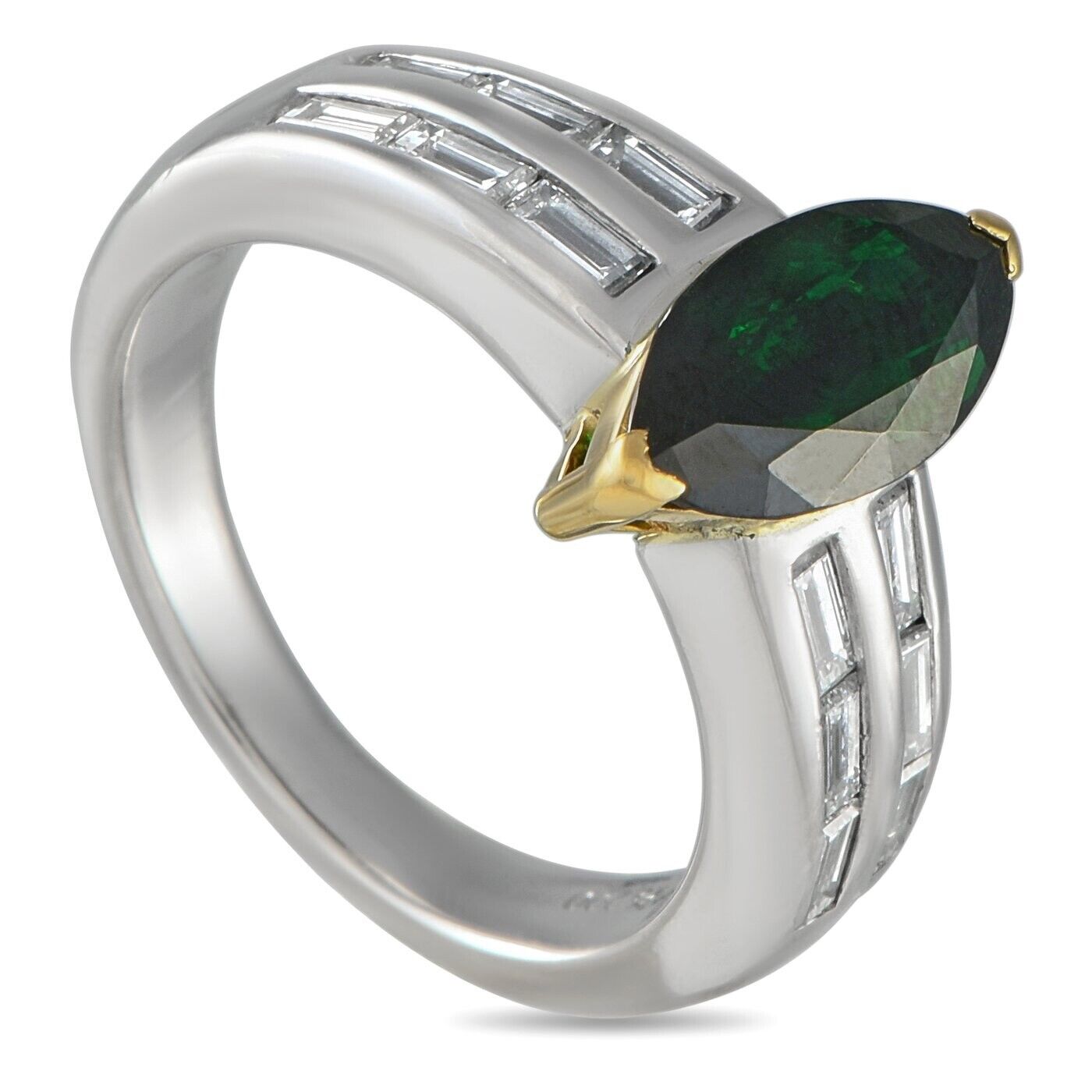 Amazing Platinum and 18K Yellow Gold 0.70ct Diamond and Tsavorite Ring