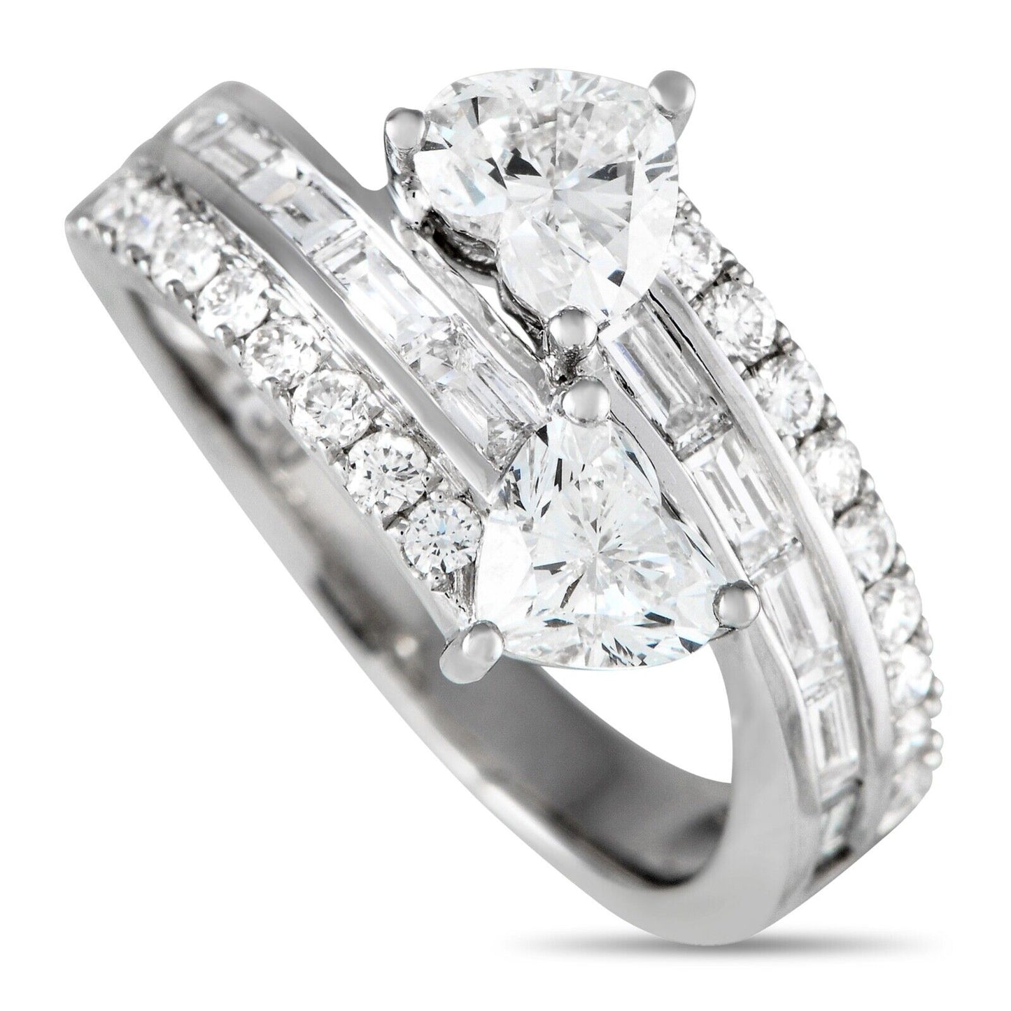 Beautiful 18K White Gold 1.91ct Diamond Bypass Ring