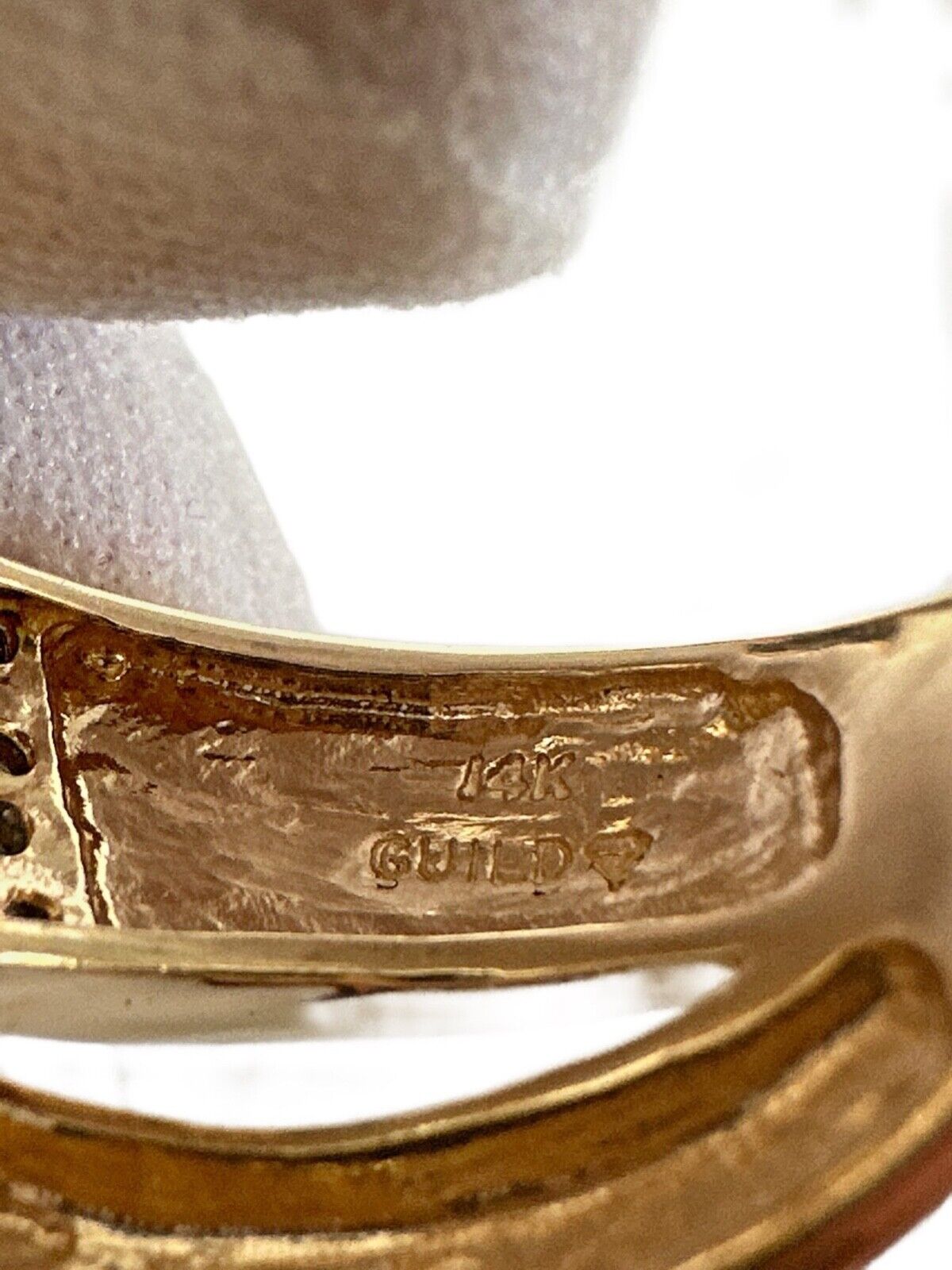 Vintage 14K Gold Ring with Diamonds & Orange Gemstones