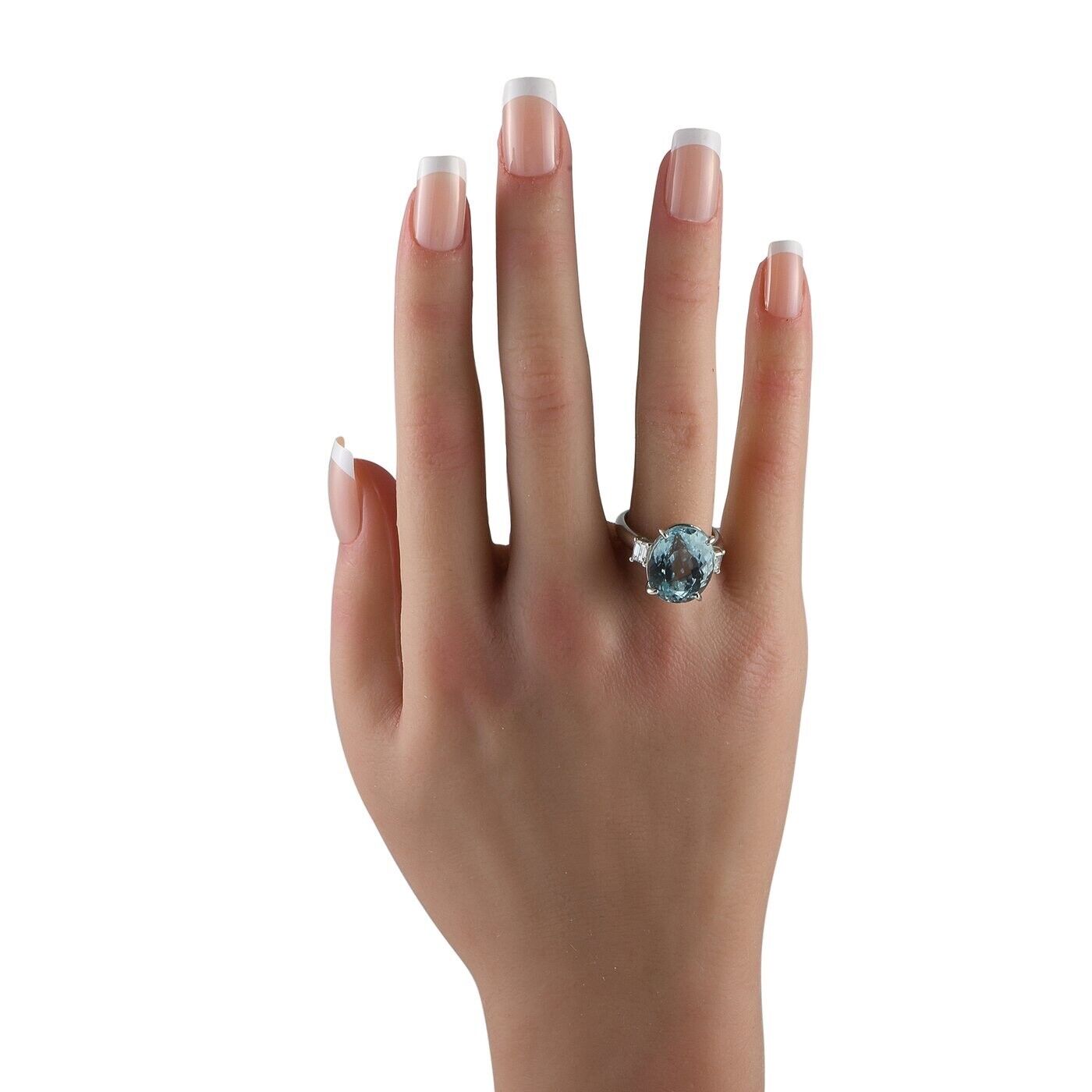 Lovely Platinum 0.52ct Diamond and Aquamarine Ring