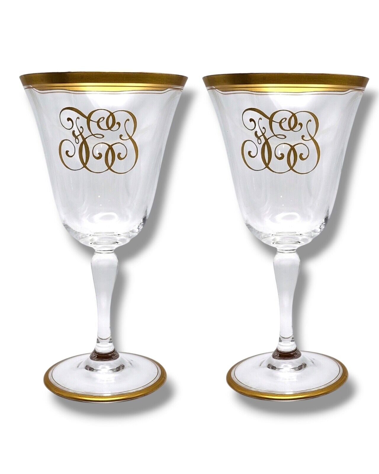 Imperial Russian Rare Pair Footed Glass Goblets / Champaign Glass c. 1890
