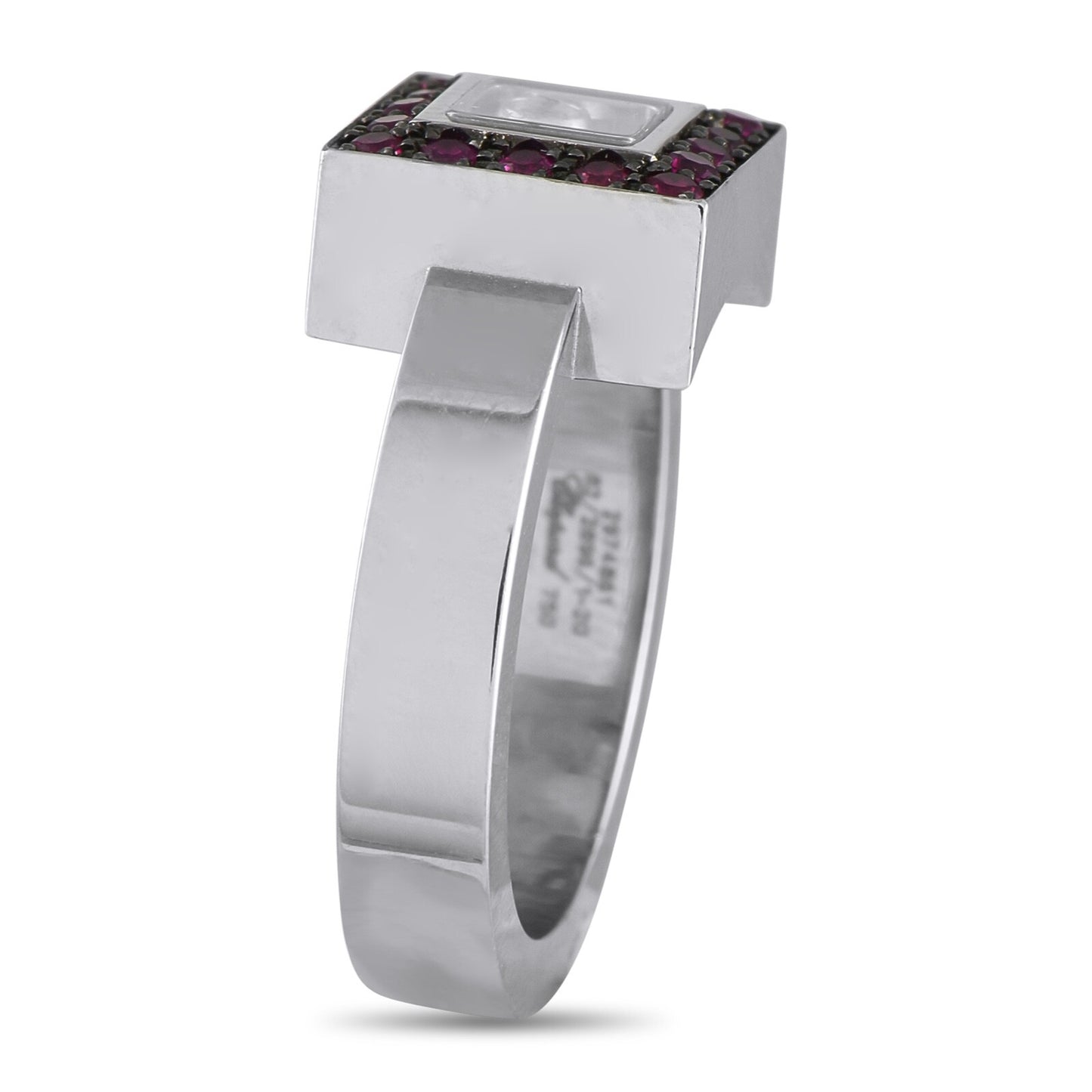 Chopard Happy Diamonds 18K White Gold 0.05ct Diamond and Ruby Ring