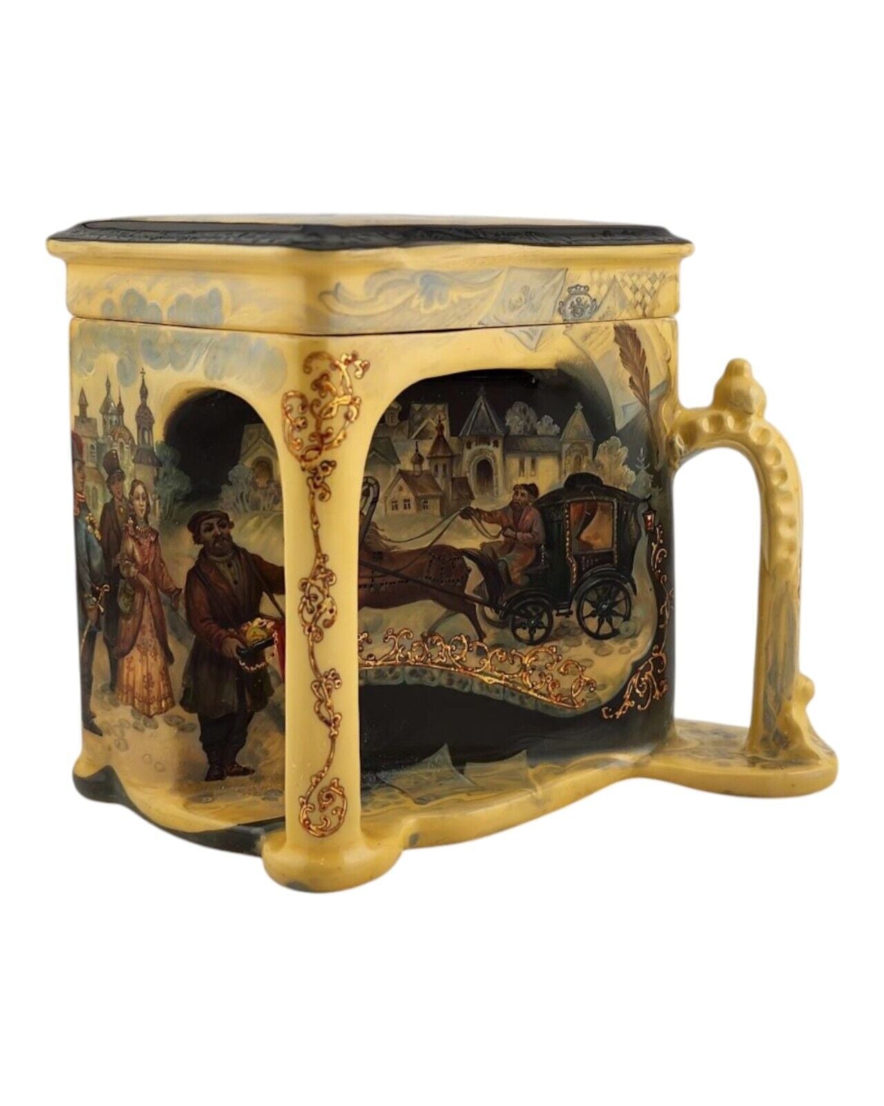 N. ZOTOV Russian ( Soviet ) Fedoskino Lacquer Box Rare