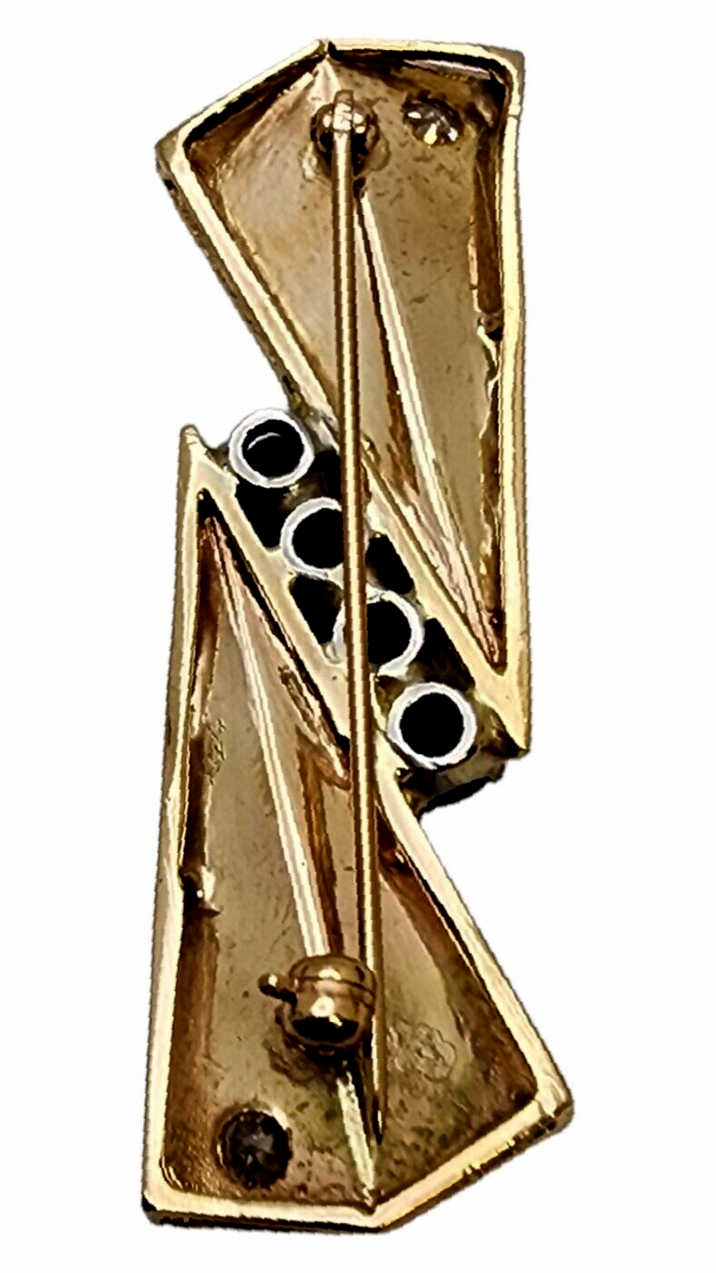 Vintage Art Deco 18k Gold Diamond Sapphire Brooch Circa 1930s