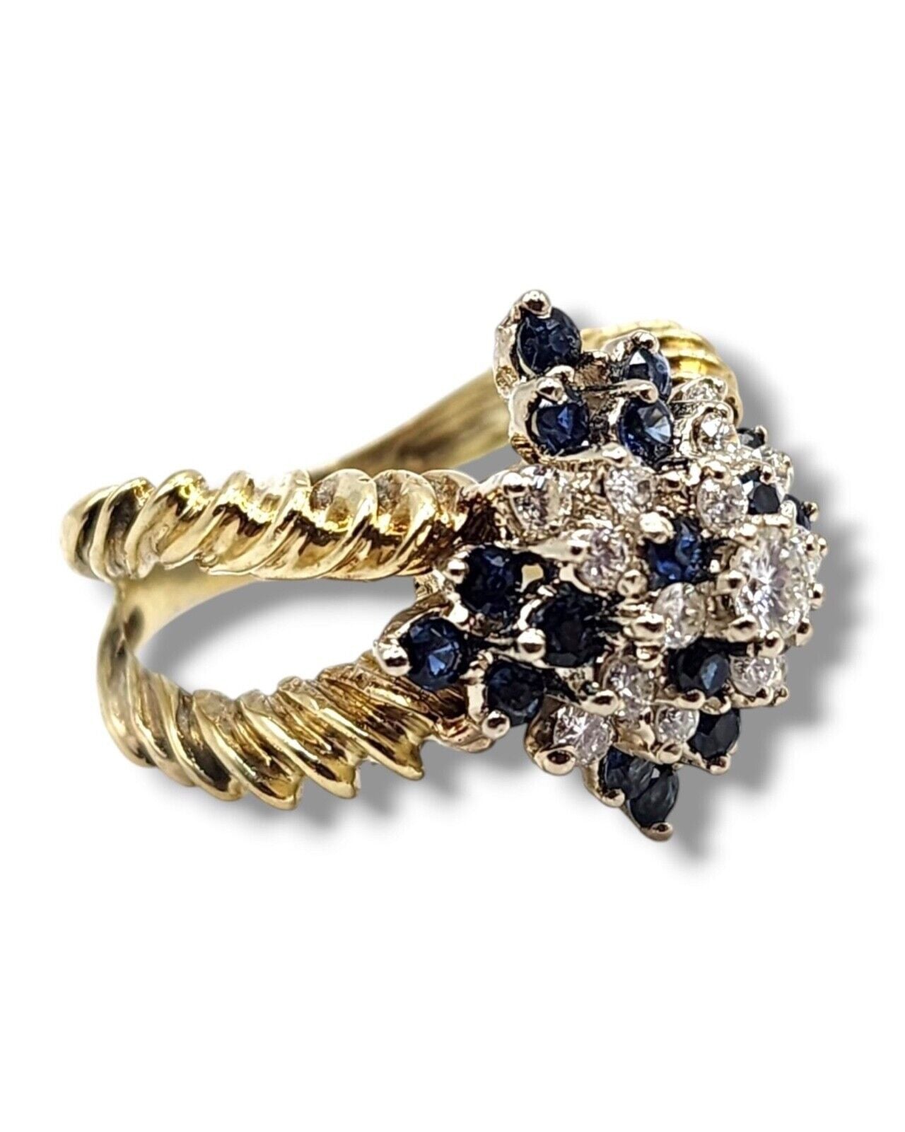 Vintage 14K Gold, Diamond & Sapphire Ring