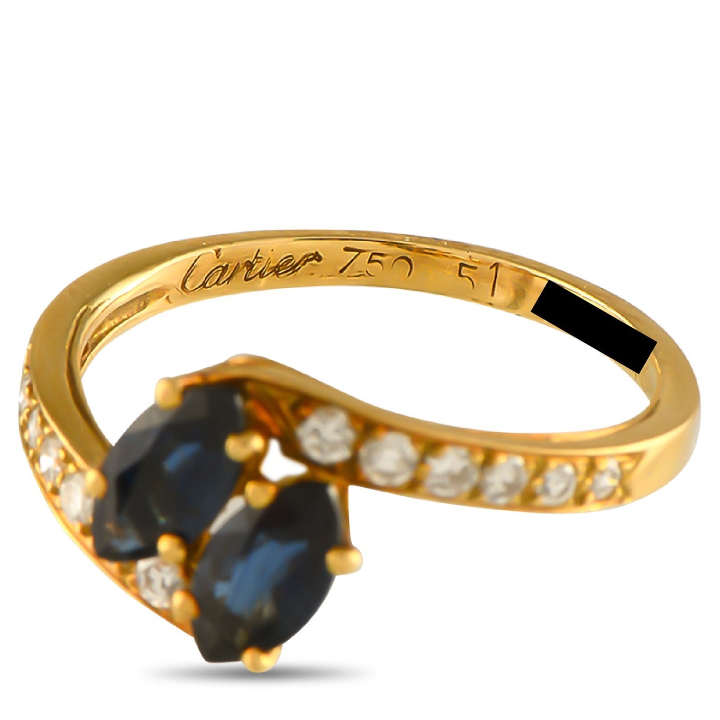 Cartier 18K Yellow Gold Diamond and Sapphire Ring