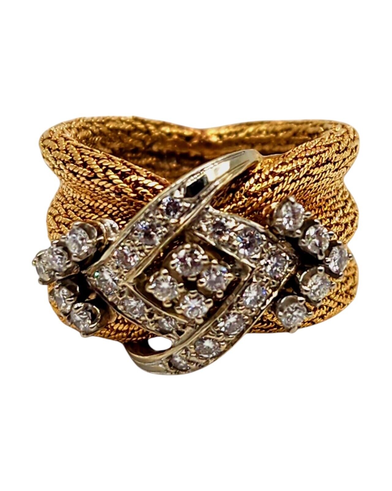 Gorgeous 14K Gold & Diamond Women's Ring Italy