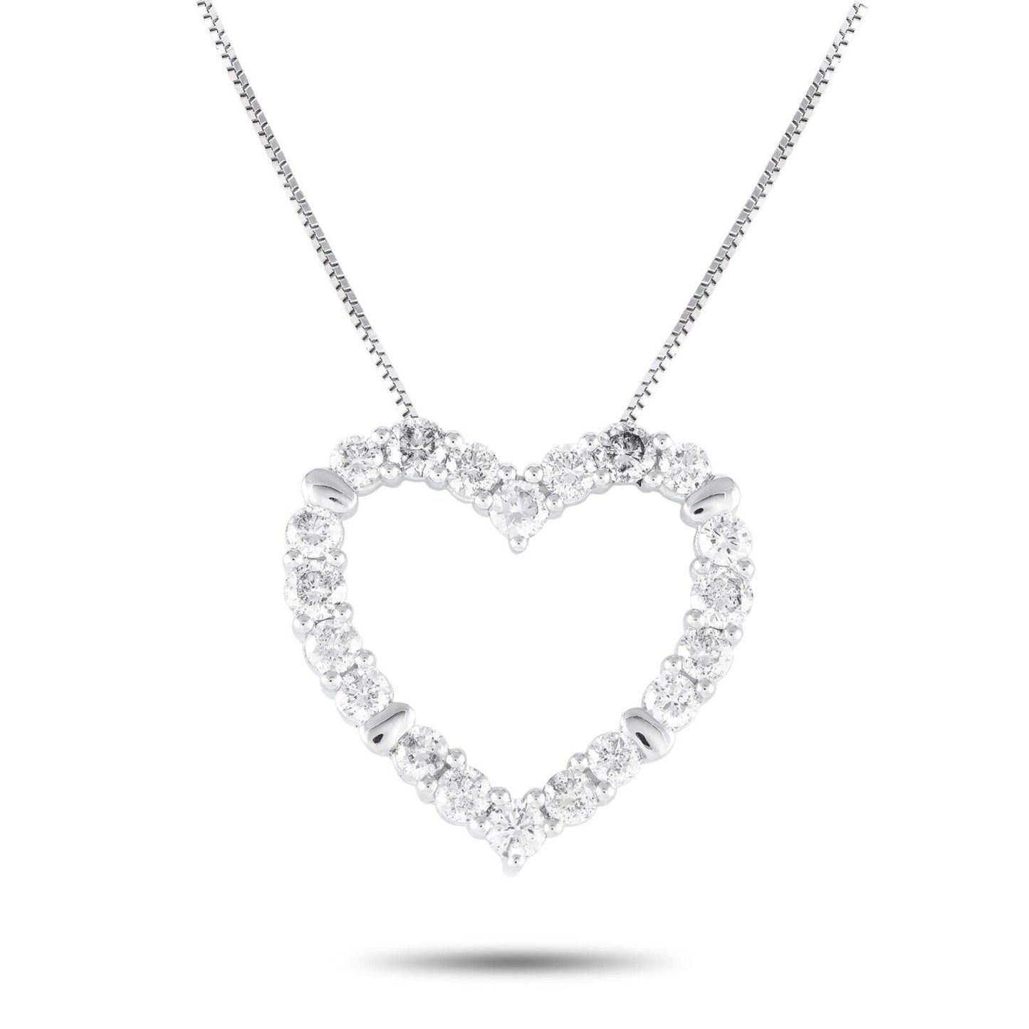 Stunning 14K White Gold 2.0ct Diamond Heart Necklace