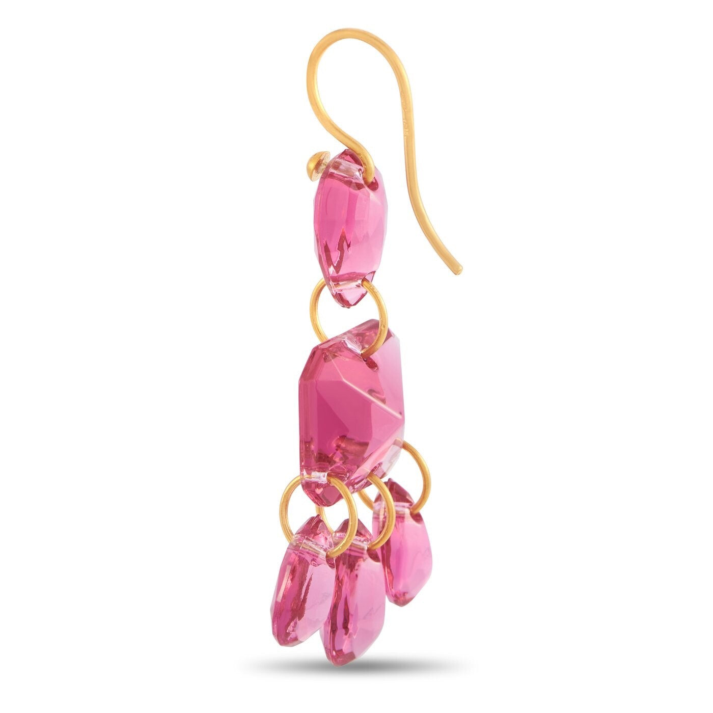 Baccarat 8K Yellow Gold Red Crystal Necklace and Earrings Set