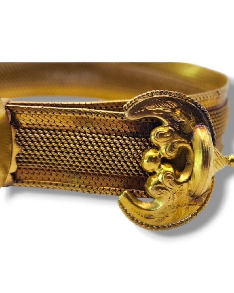 Antique Victorian 14K Gold Amazing Bracelet with Raw Natural Diamonds