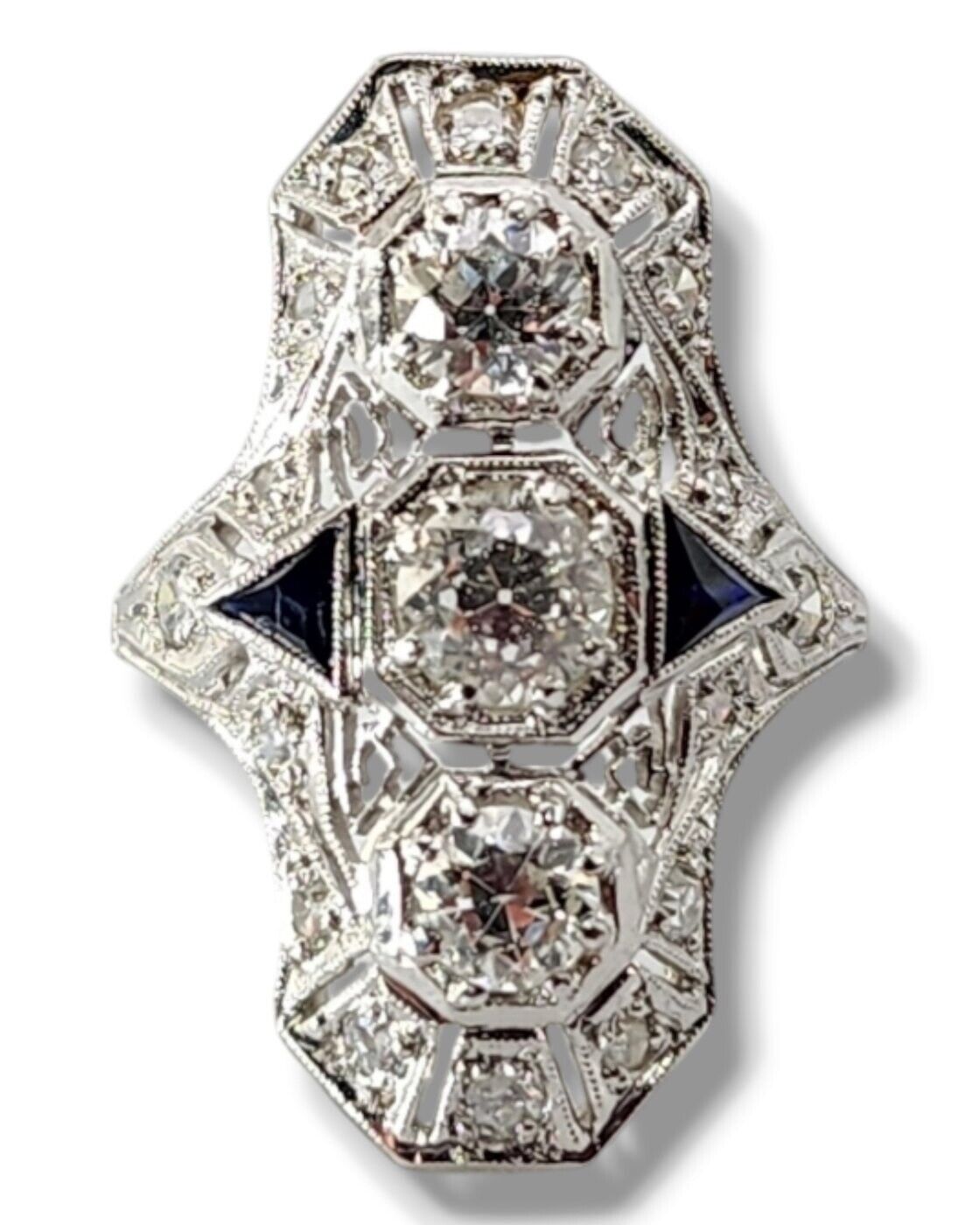 Gorgeous Art Deco 18K White Gold Ring 1.50 Carats