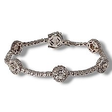 Bracelet Platinum, Beautiful Platinum Diamonds & Sapphires Bracelet Diamond (Natural) - Diamond