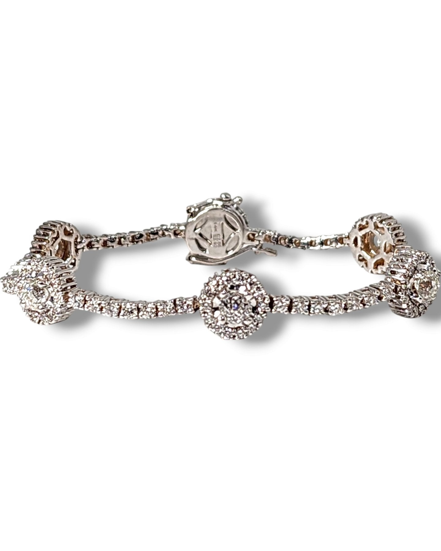 Bracelet Platinum, Beautiful Platinum Diamonds & Sapphires Bracelet Diamond (Natural) - Diamond