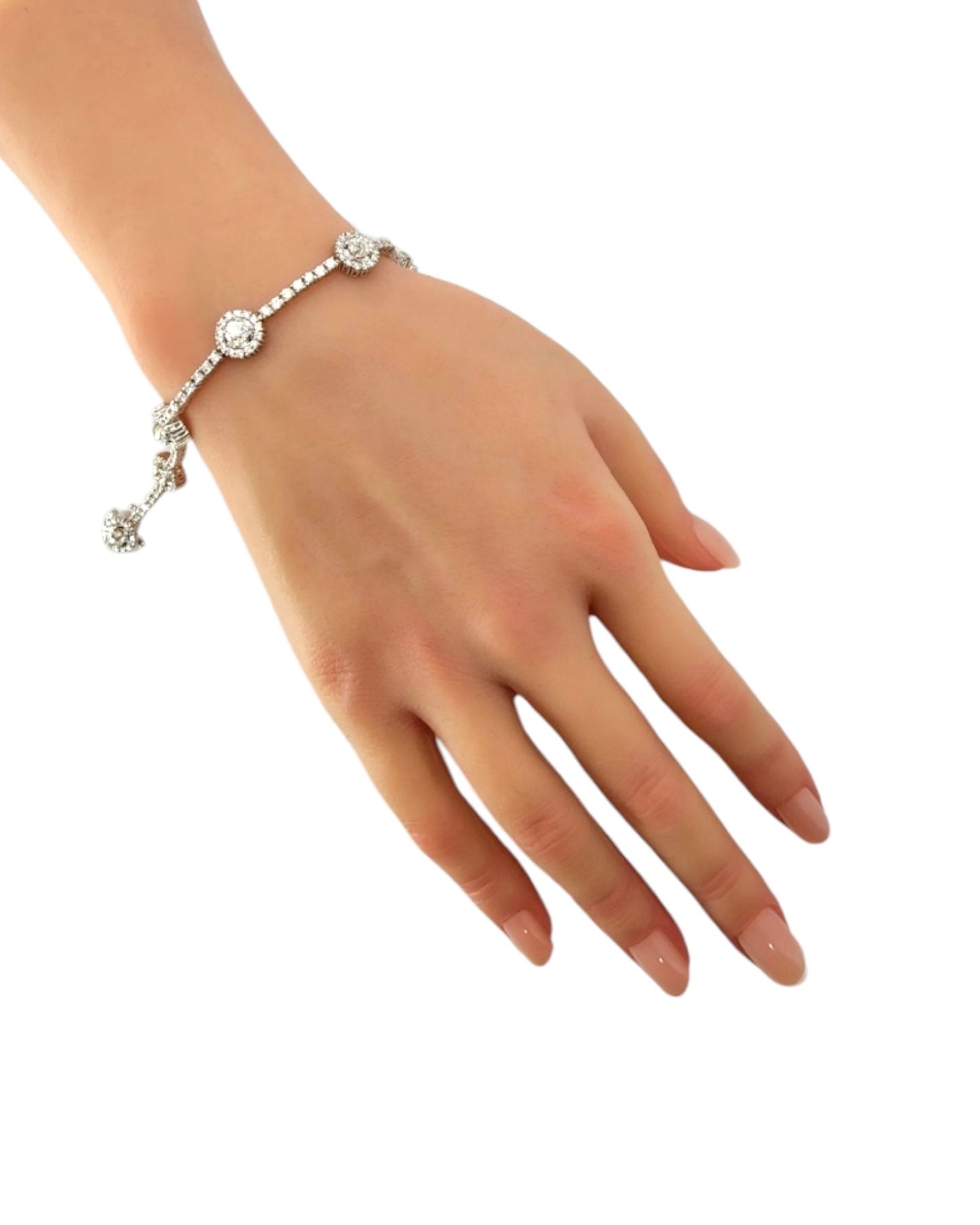 Bracelet Platinum, Beautiful Platinum Diamonds & Sapphires Bracelet Diamond (Natural) - Diamond