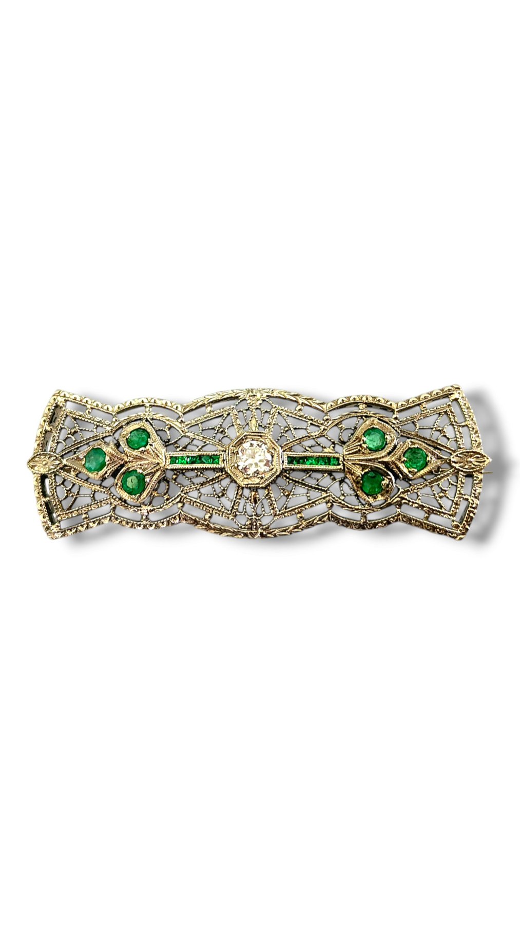 Art Deco 1930 Platinum Brooch with Diamonds