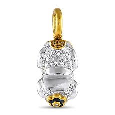 Aaron Basha - Charm bracelet - 18 kt. White gold, 18K Yellow and White Gold Diamond and Sapphire Enamel Car Charm