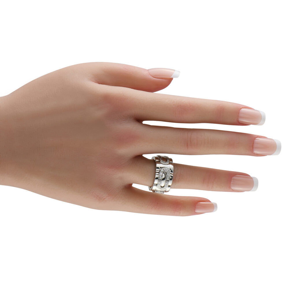 Cartier Panthere Maillon 18K White Gold Diamond Ring