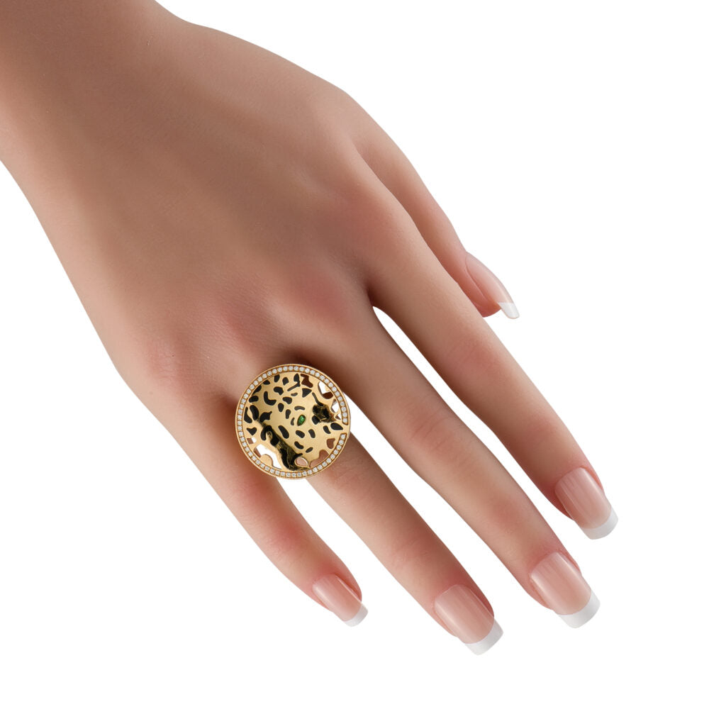 Cartier Panthère Lacquer Diamond and Garnet Ring