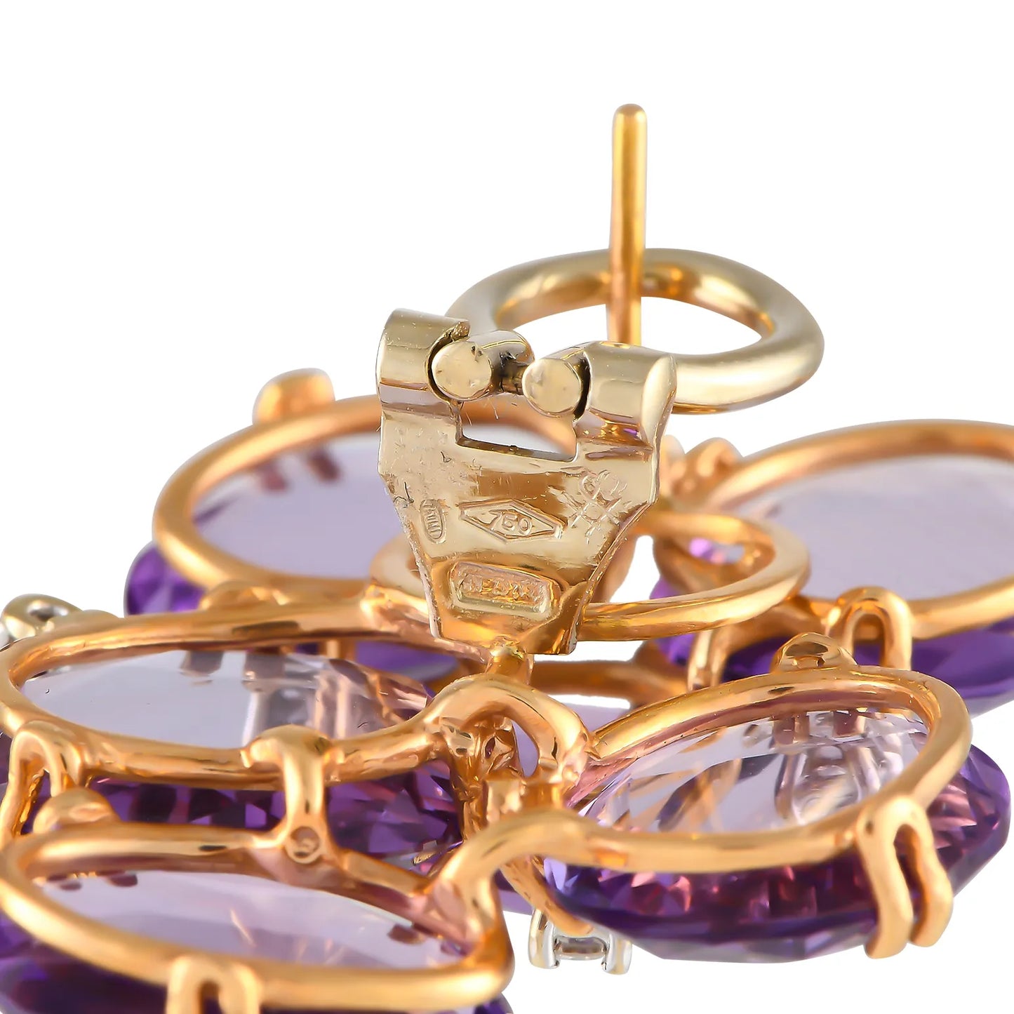 Casato 18K Yellow Gold 0.36ct Diamond and Amethyst Earrings