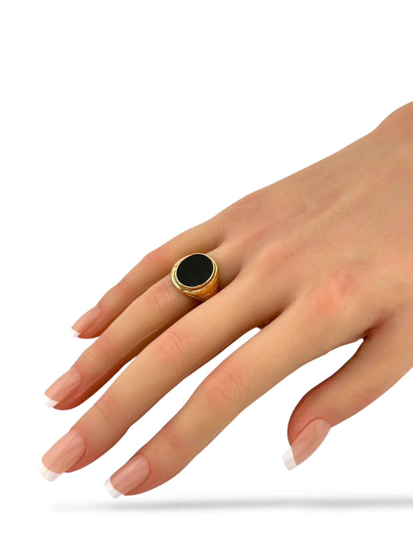 Vintage 14K Yellow Gold Ring with Black Stone