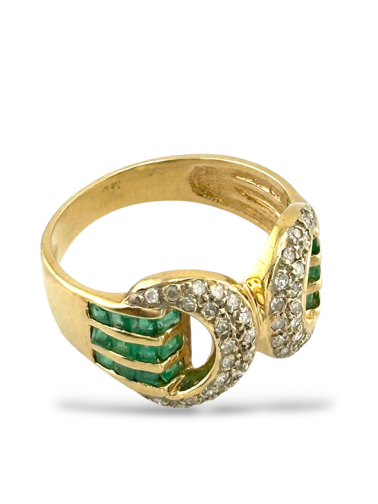 14K Gold Ring with 1.2ct Diamonds & Emeralds