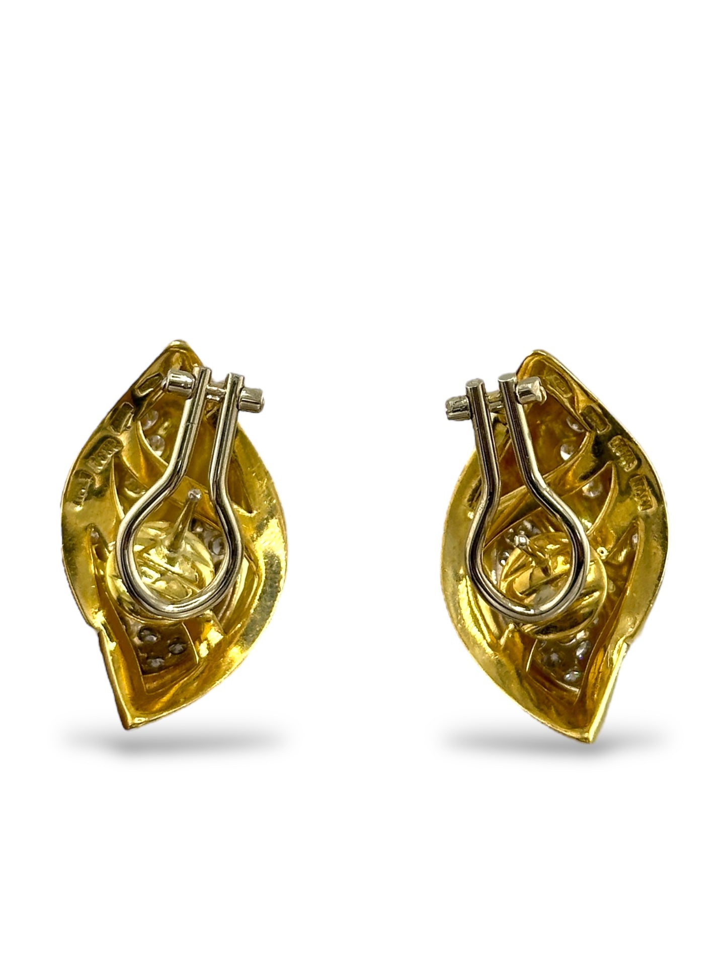 18K Gold Italian Earrings with 0.96 Carats of Diamonds