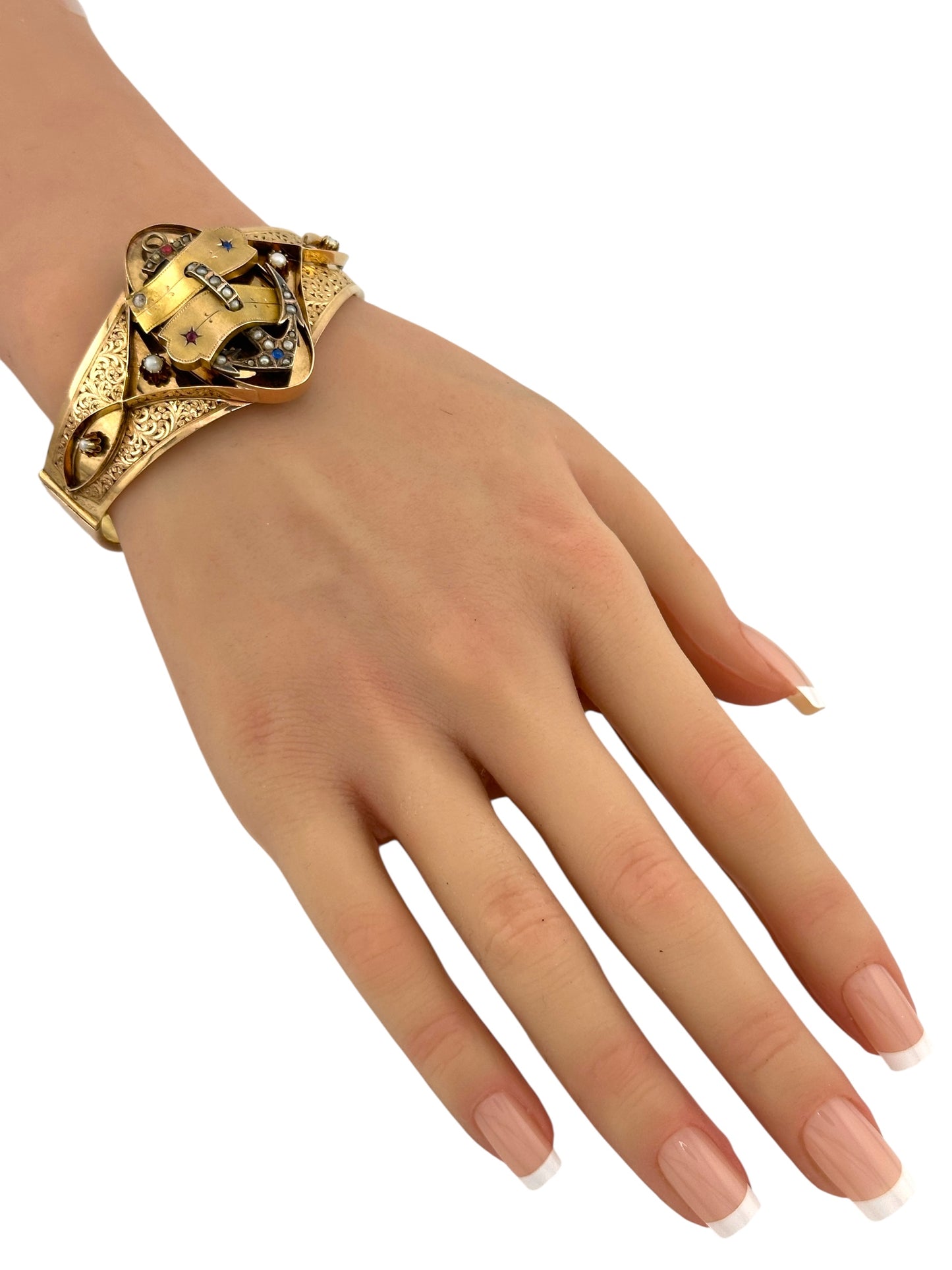 Antique Victorian 14K Gold Bracelet with Pearls