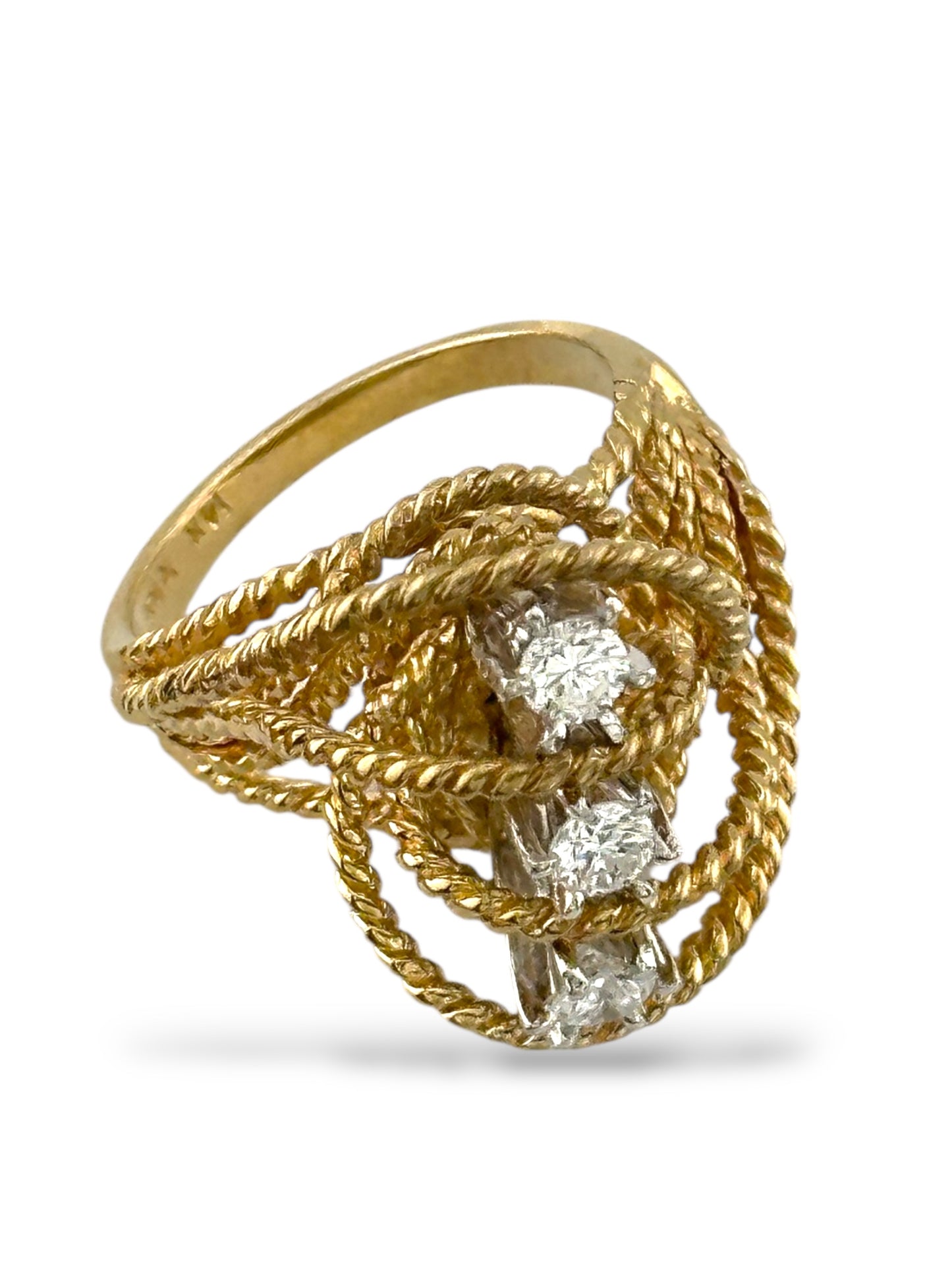 14K Gold Ring with 0.42 Carats Diamonds