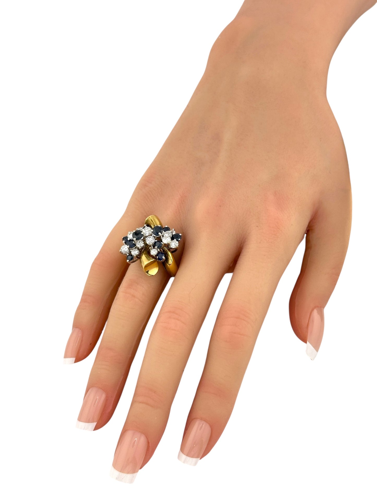 18K Yellow Gold Ring with 2.00 Carats of Diamonds & Sapphires