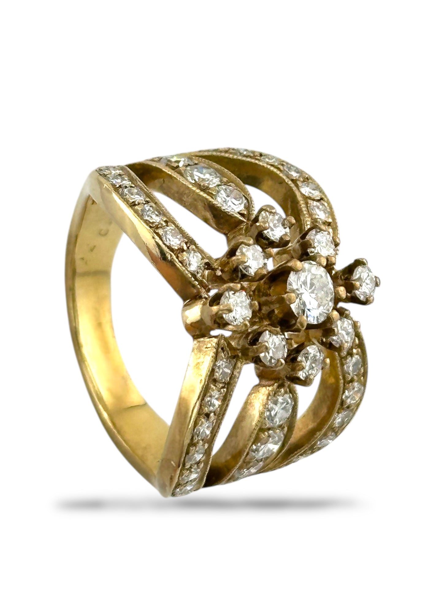 14K Yellow Gold Ring with 1.32 Carats of Diamonds – Six Band Design