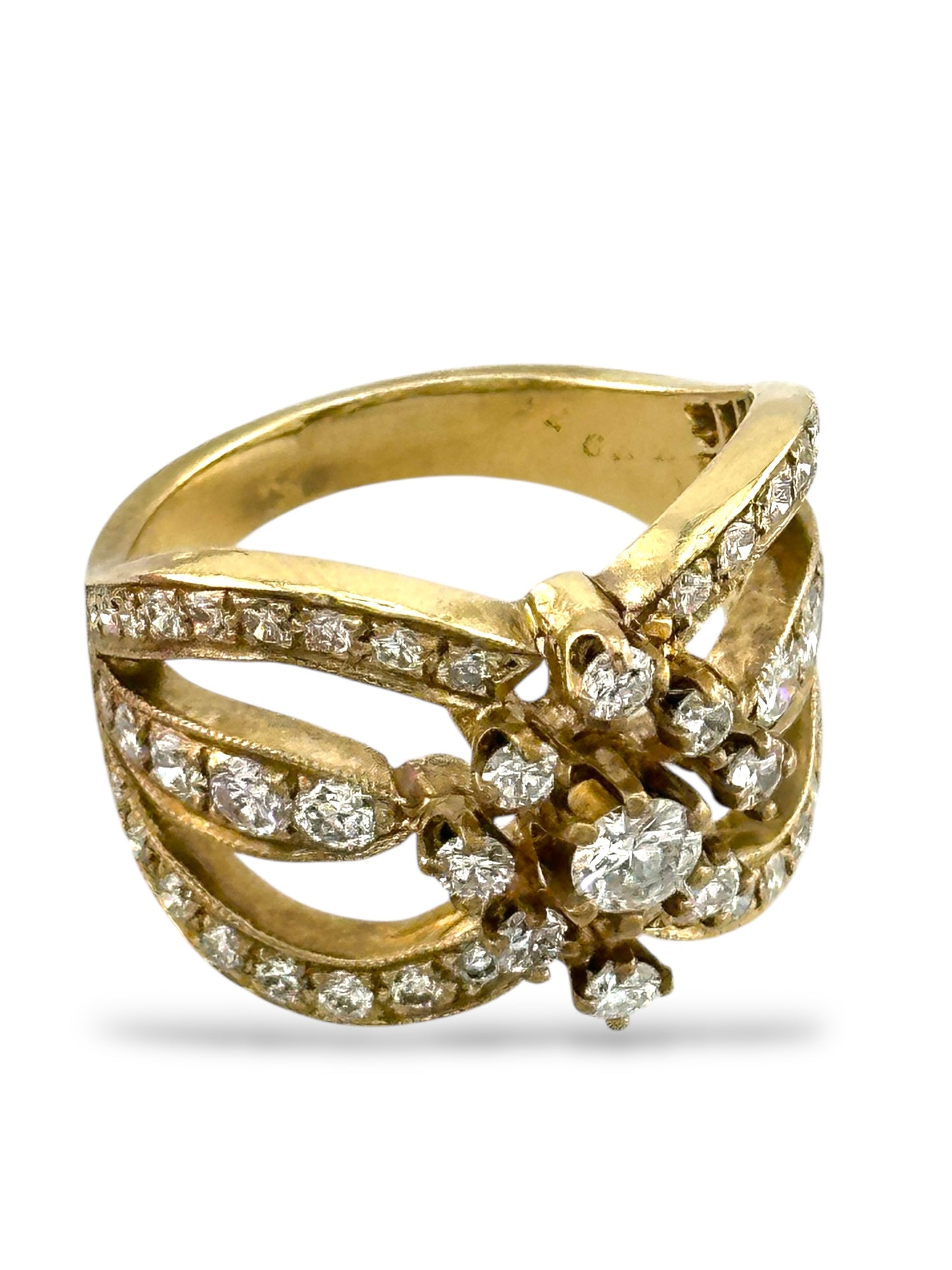 14K Yellow Gold Ring with 1.32 Carats of Diamonds – Six Band Design