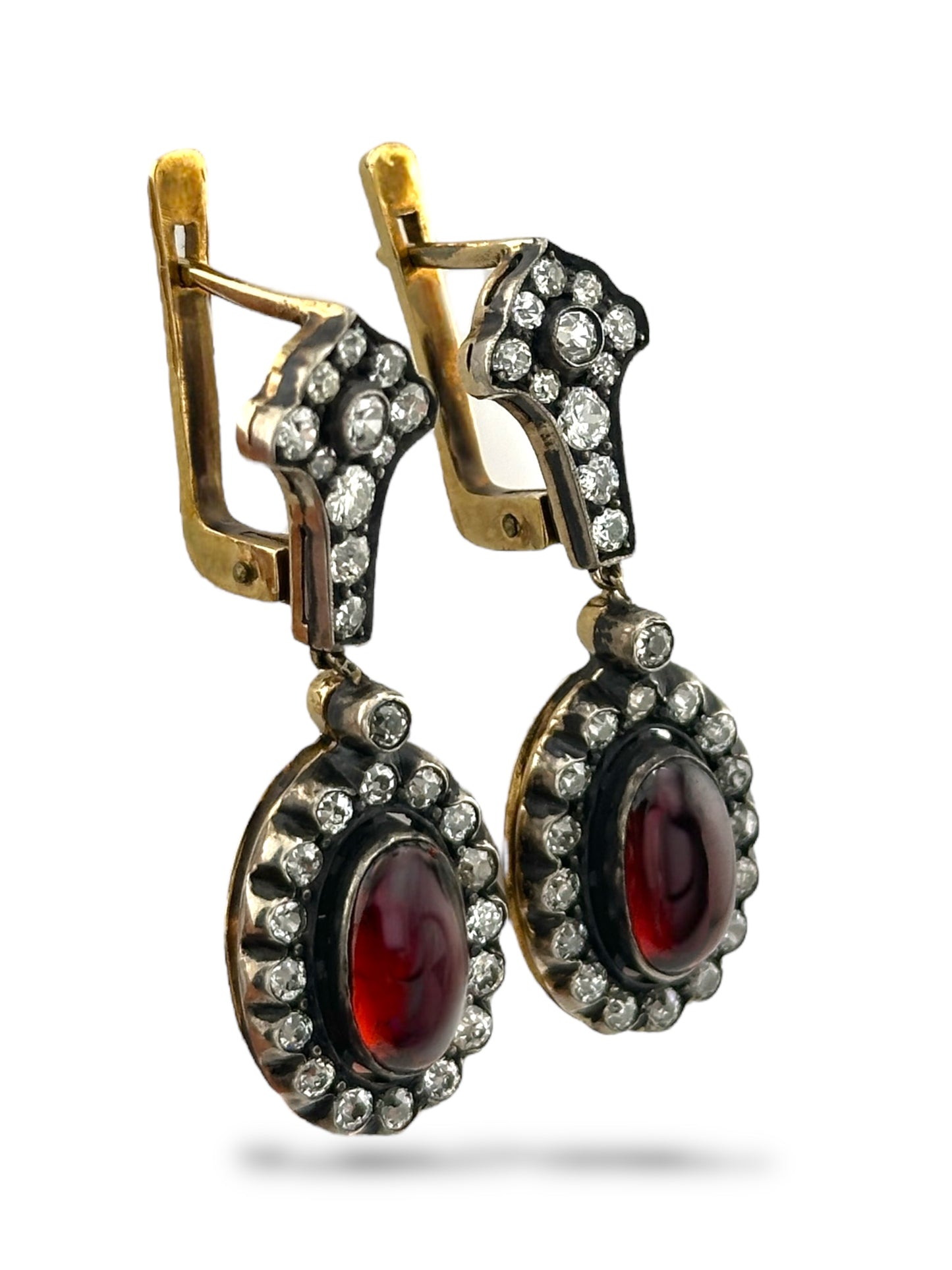 Antique Russian 56 Gold & Diamond Earrings – 2.46 Carats