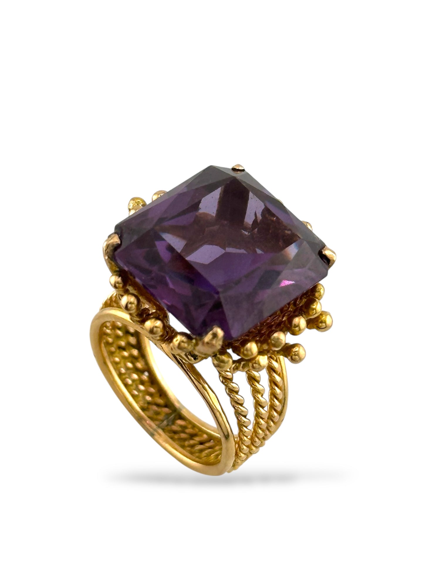 Women's Large 14K Yellow Gold & Purple Amethyst Cocktail Ring