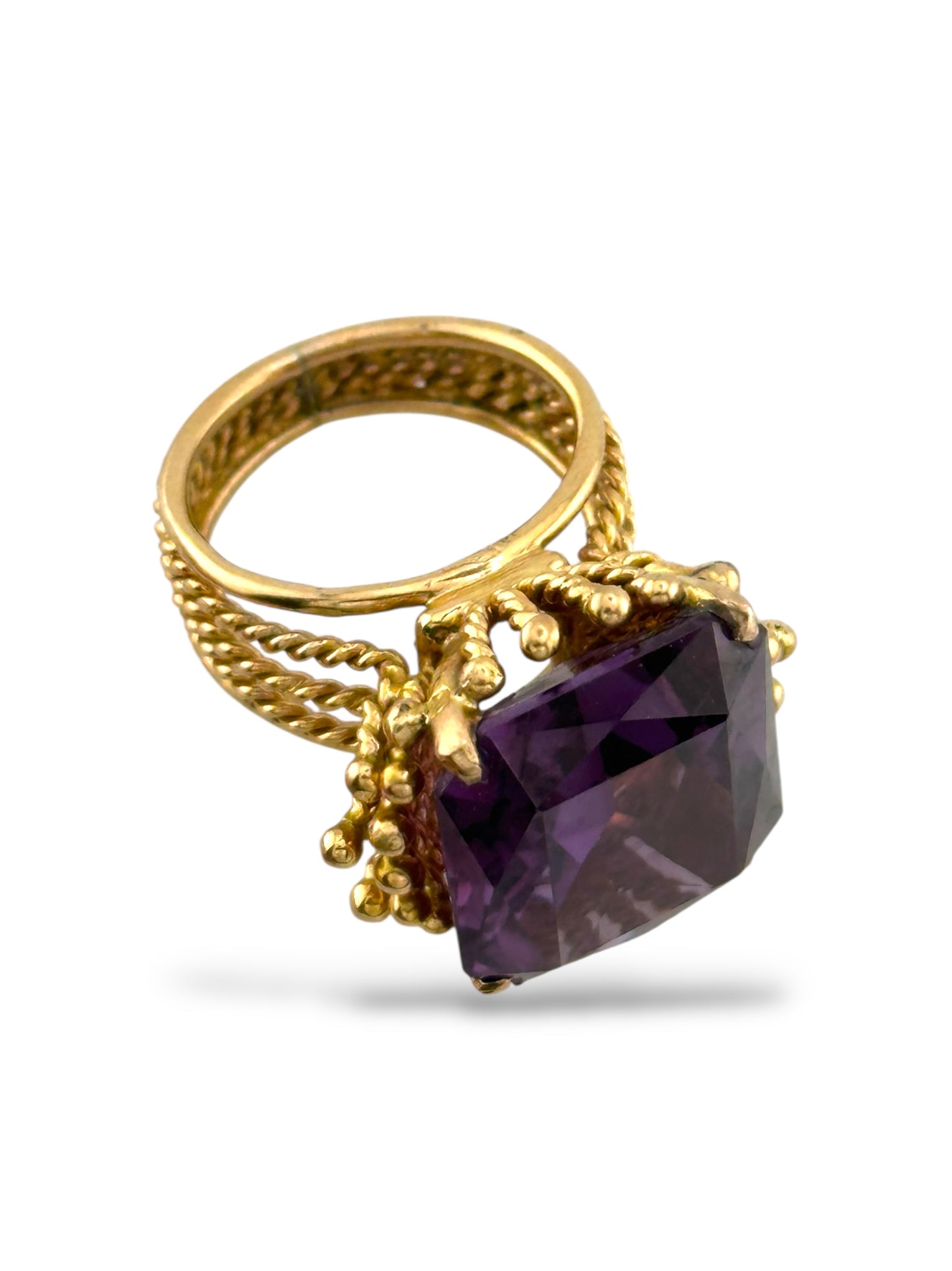 Women's Large 14K Yellow Gold & Purple Amethyst Cocktail Ring