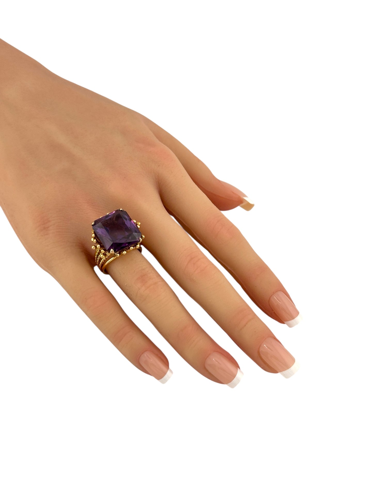 Women's Large 14K Yellow Gold & Purple Amethyst Cocktail Ring