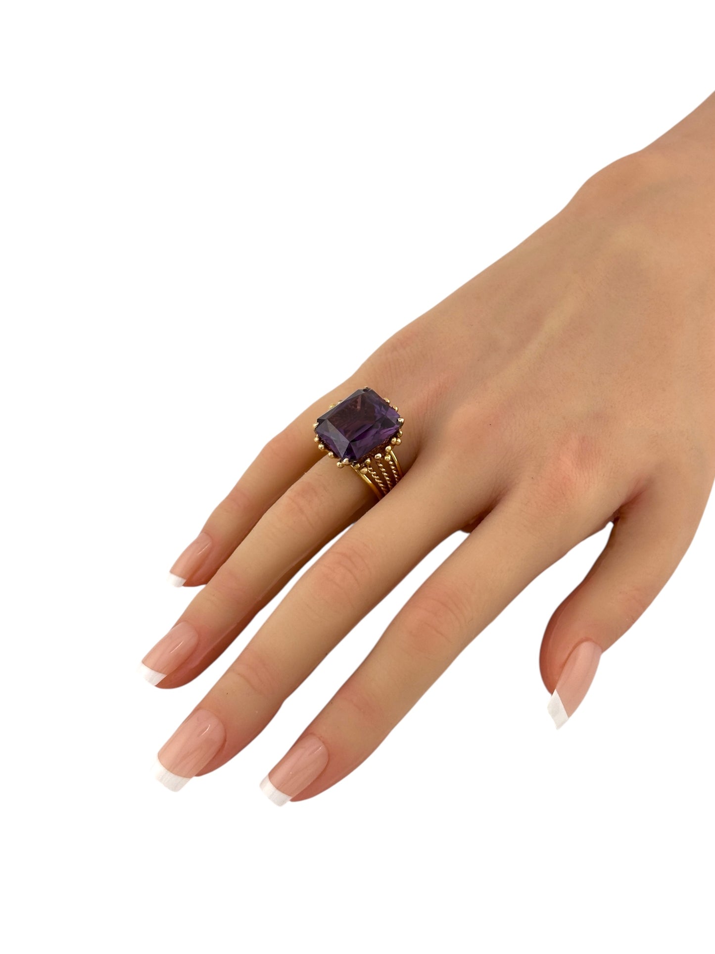 Women's Large 14K Yellow Gold & Purple Amethyst Cocktail Ring