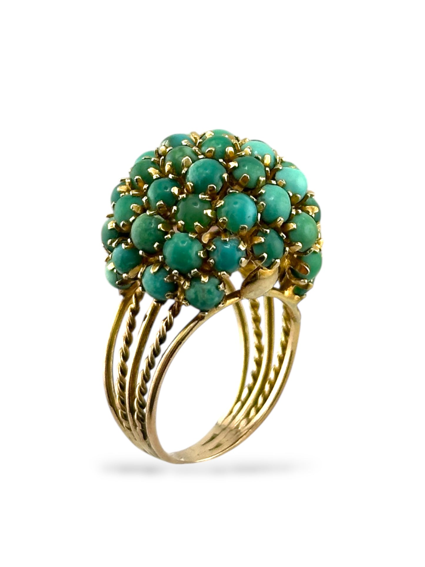 Vintage 14K Yellow Gold Turquoise Ring