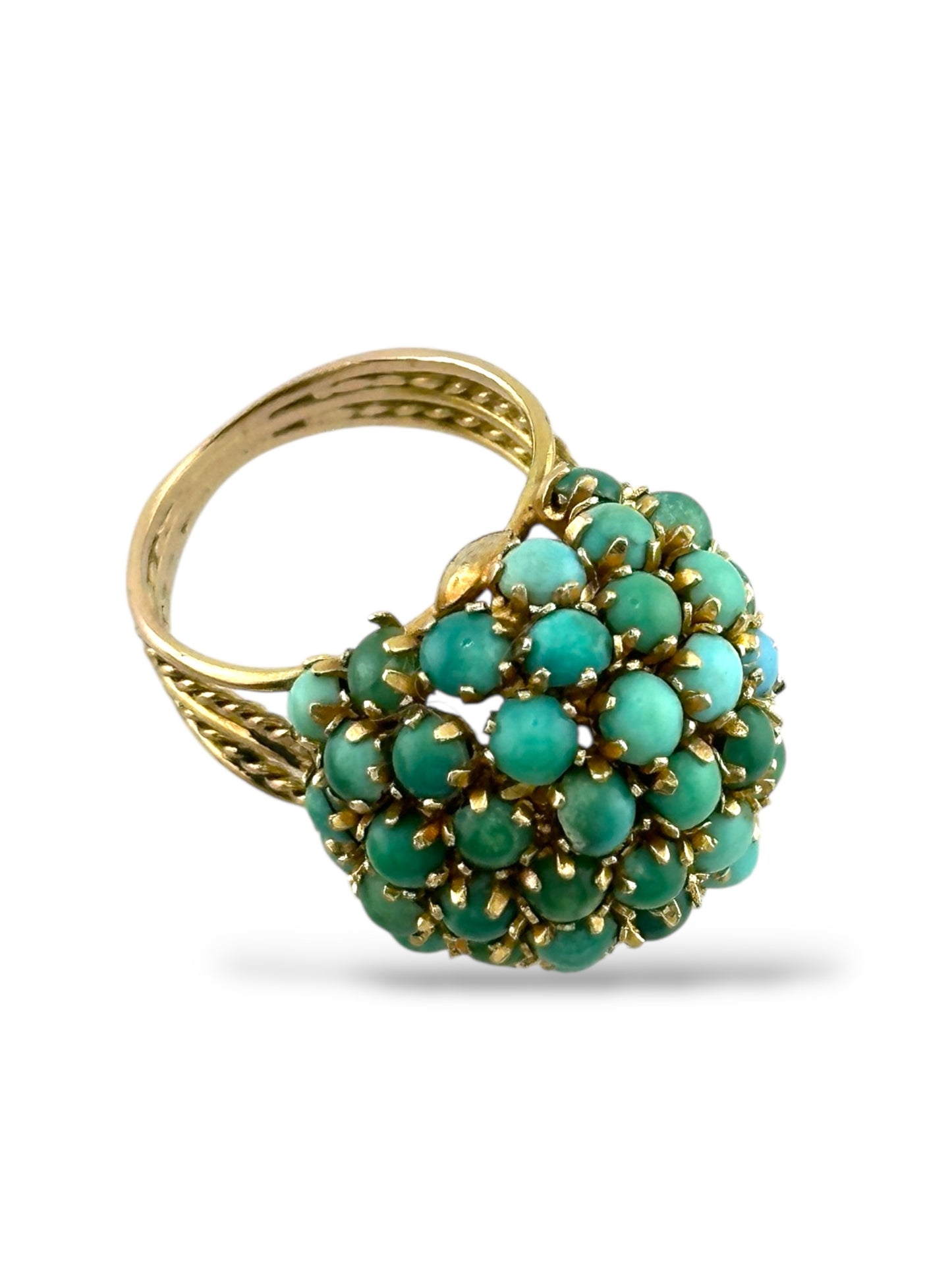 Vintage 14K Yellow Gold Turquoise Ring