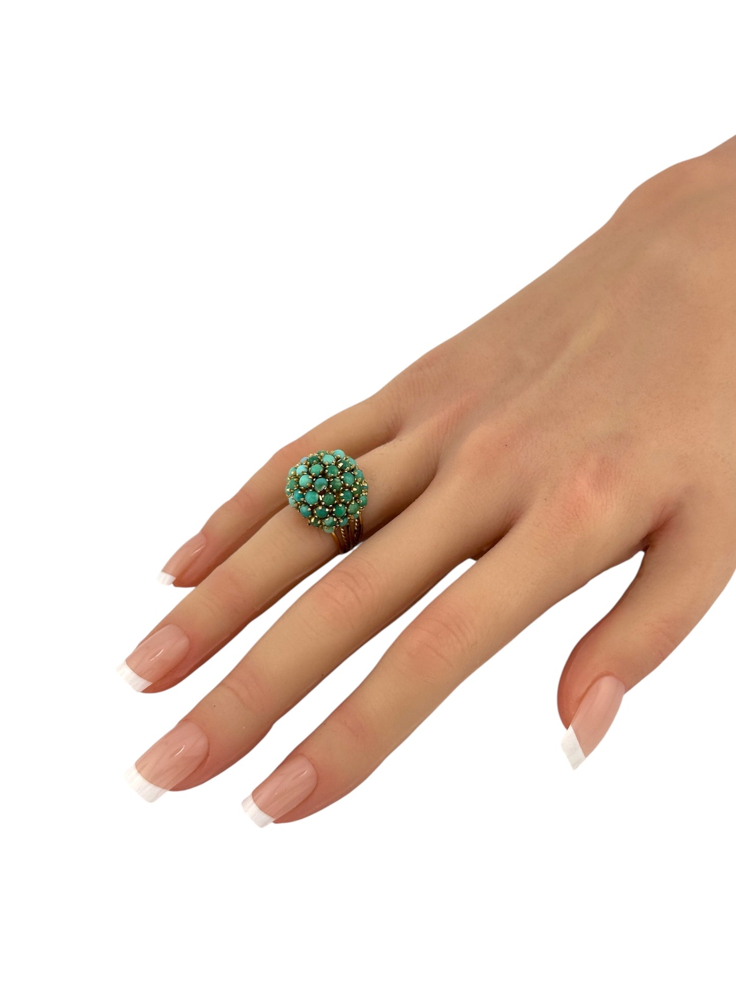 Vintage 14K Yellow Gold Turquoise Ring