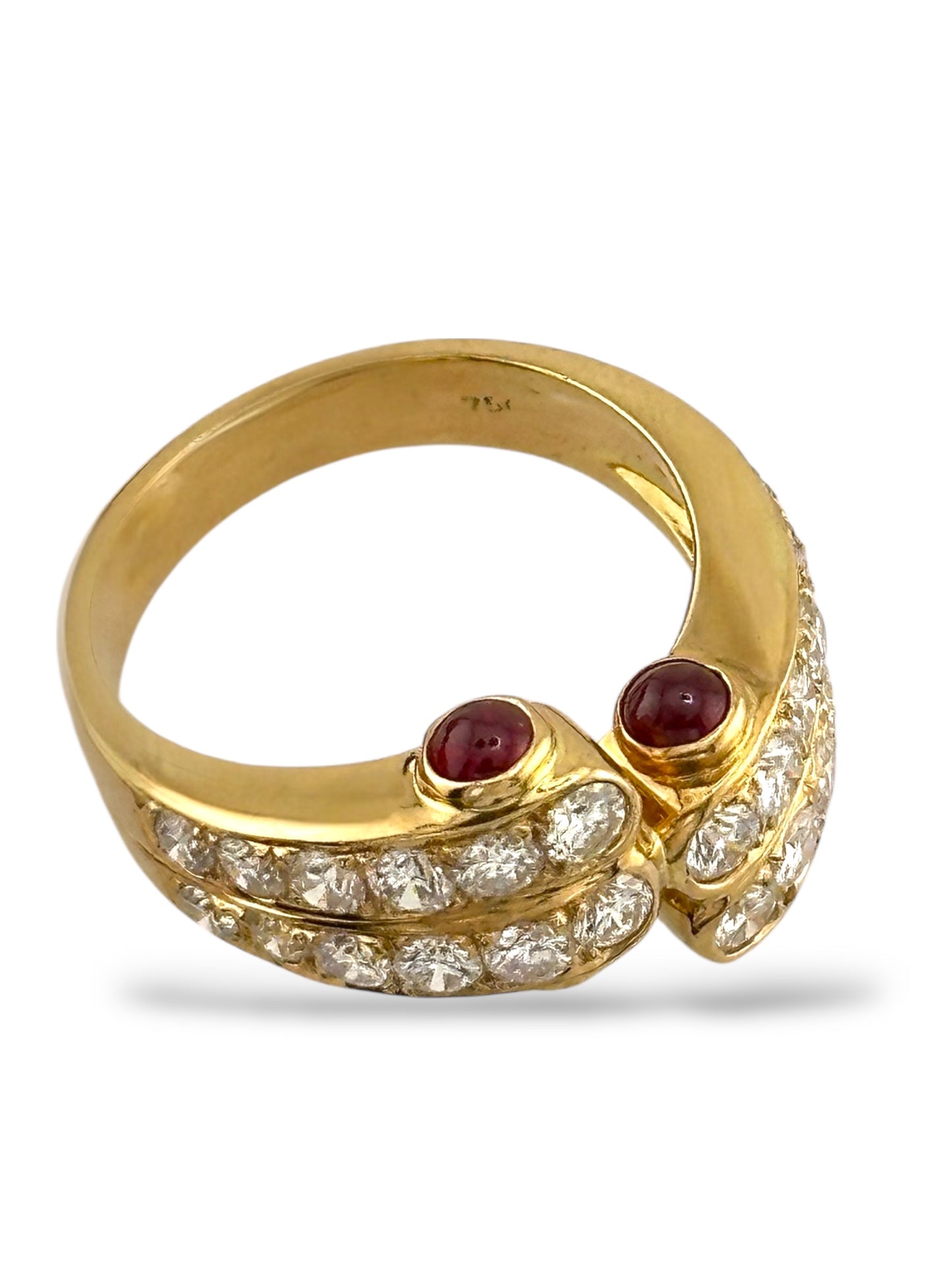 18K Yellow Gold Ring with 1.02 Carats of Diamonds and Rubies