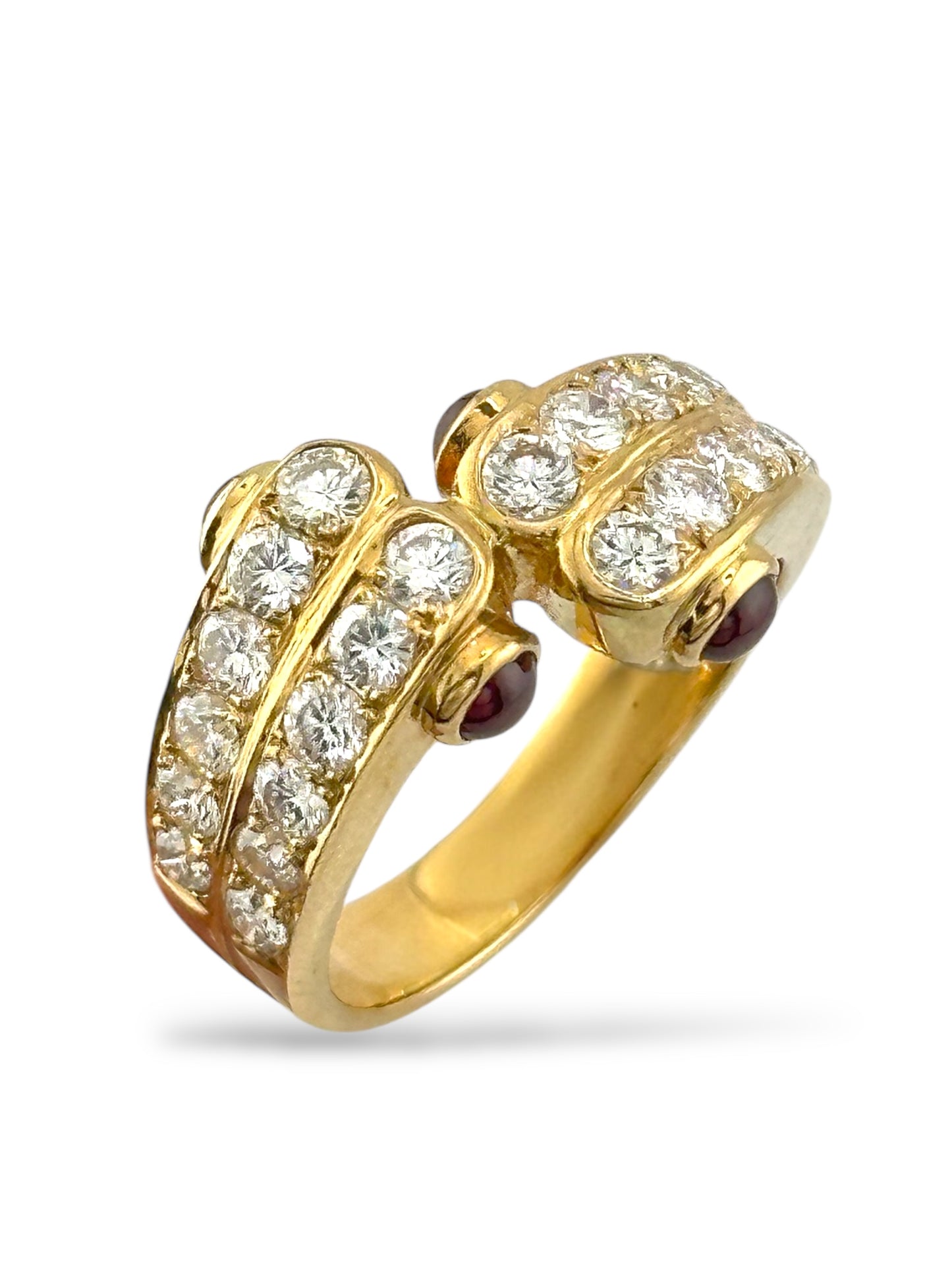 18K Yellow Gold Ring with 1.02 Carats of Diamonds and Rubies