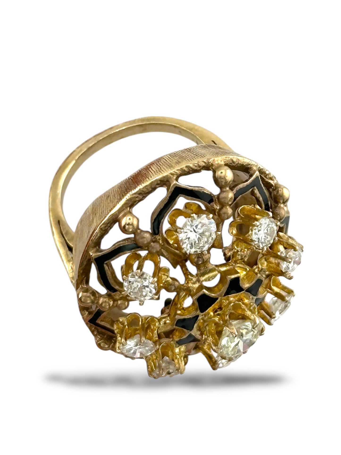 Vintage 14K Yellow Gold Ring with 1.68 Carats of Diamonds