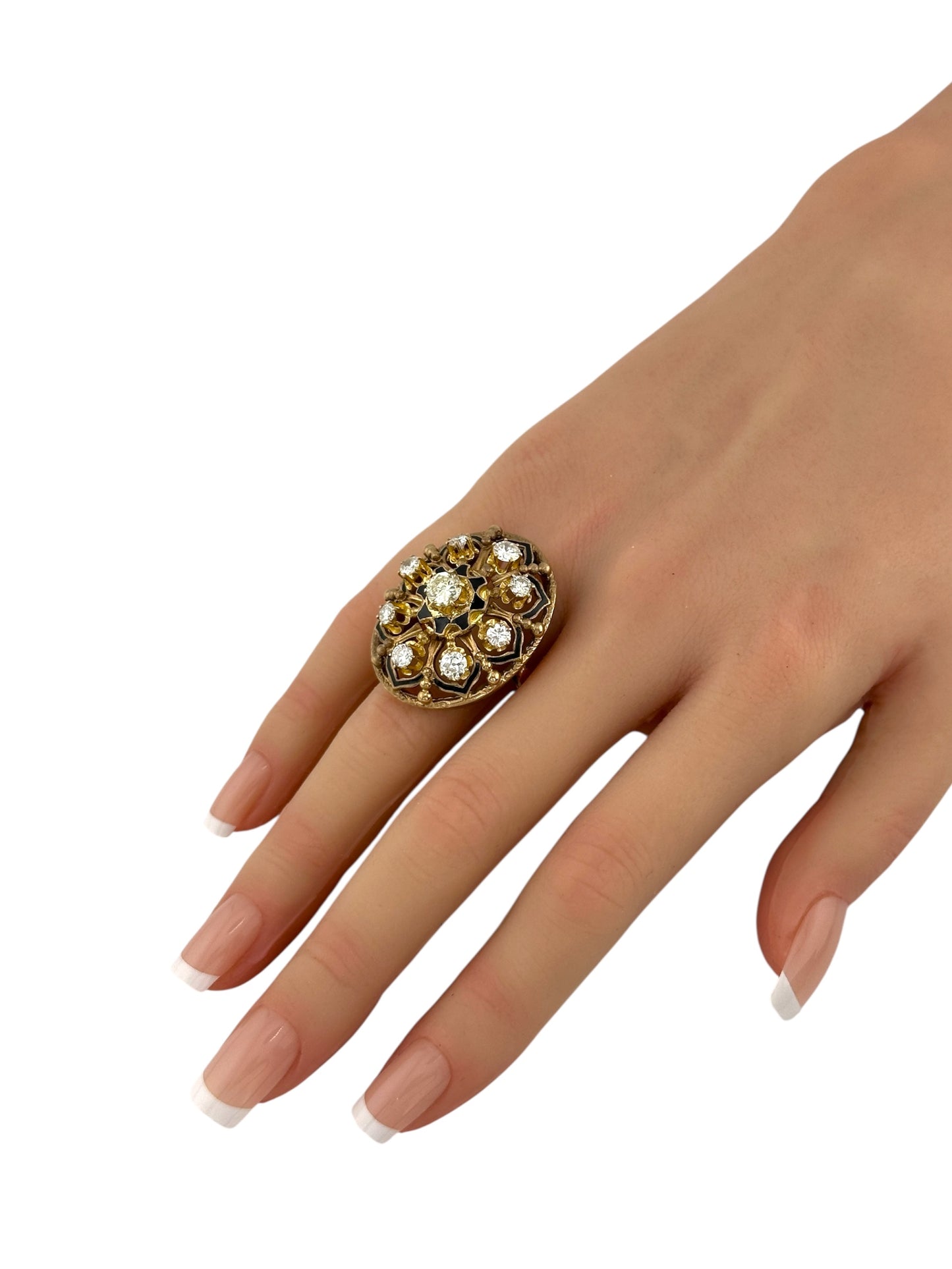 Vintage 14K Yellow Gold Ring with 1.68 Carats of Diamonds