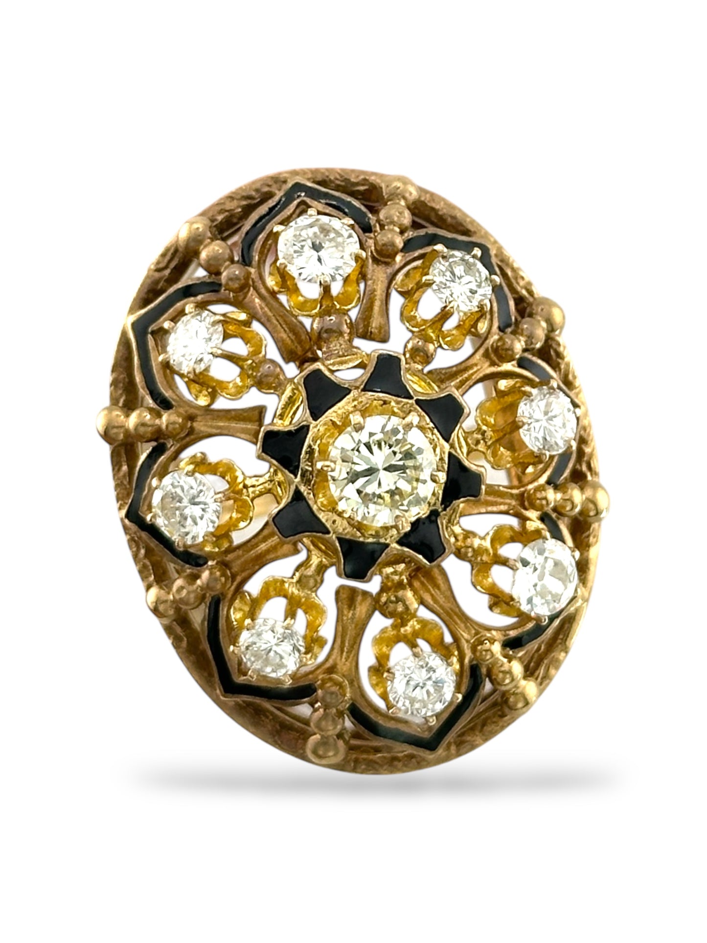 Vintage 14K Yellow Gold Ring with 1.68 Carats of Diamonds